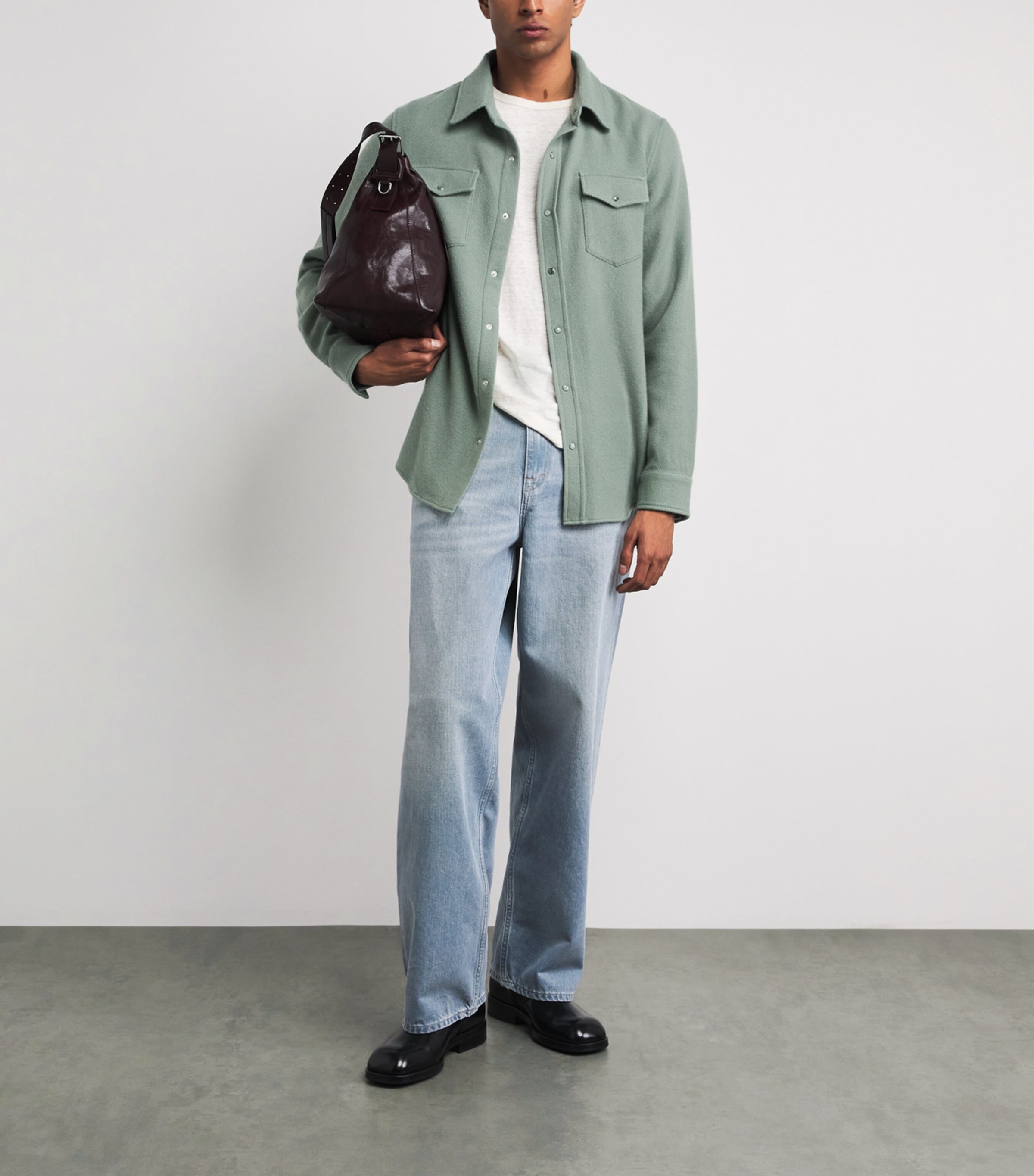 God's True Cashmere Mens Cashmere Agave Shirt Agave Image 2