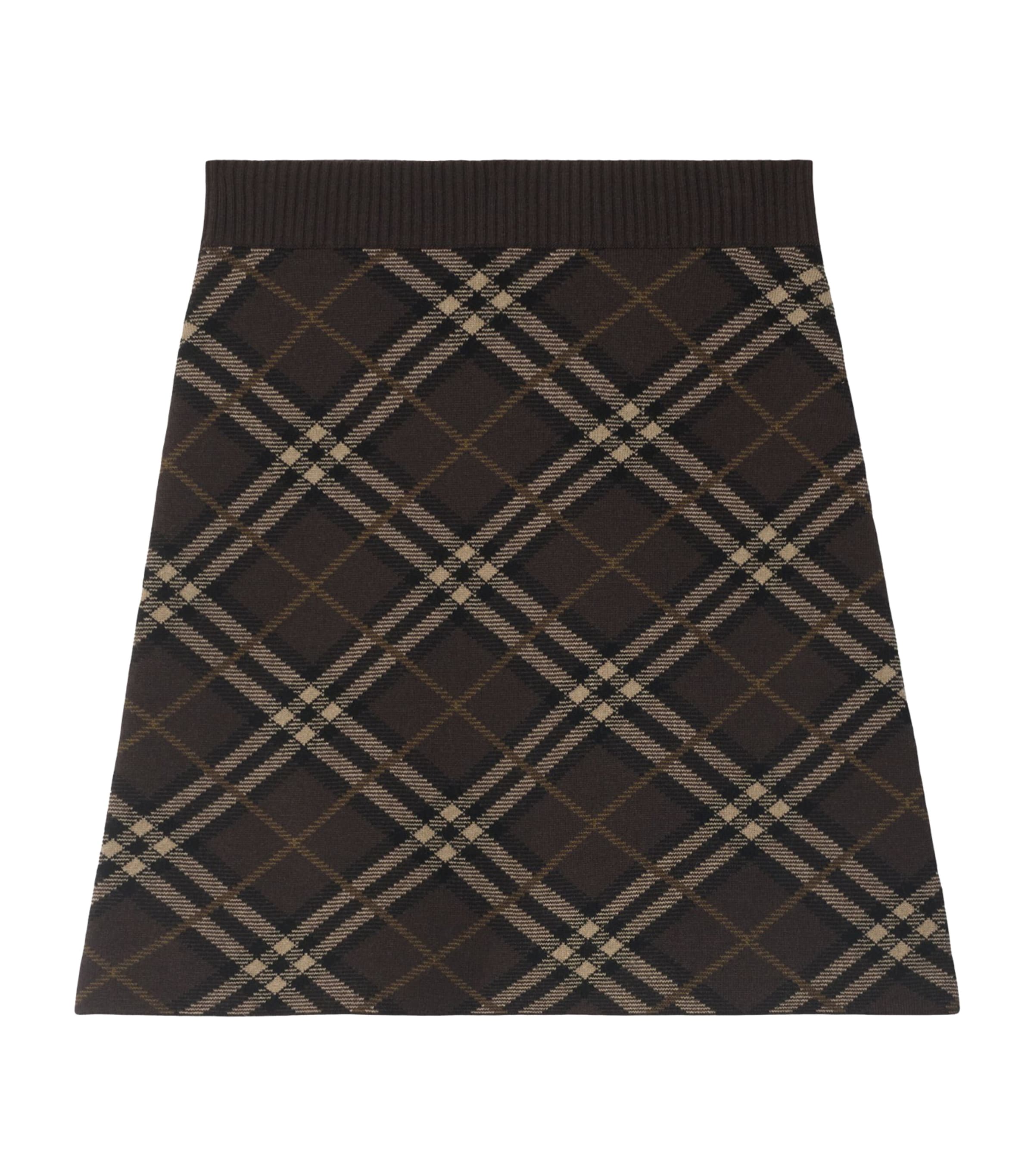Burberry Embroidered Stretch Wool Blend Mini Skirt In Brown