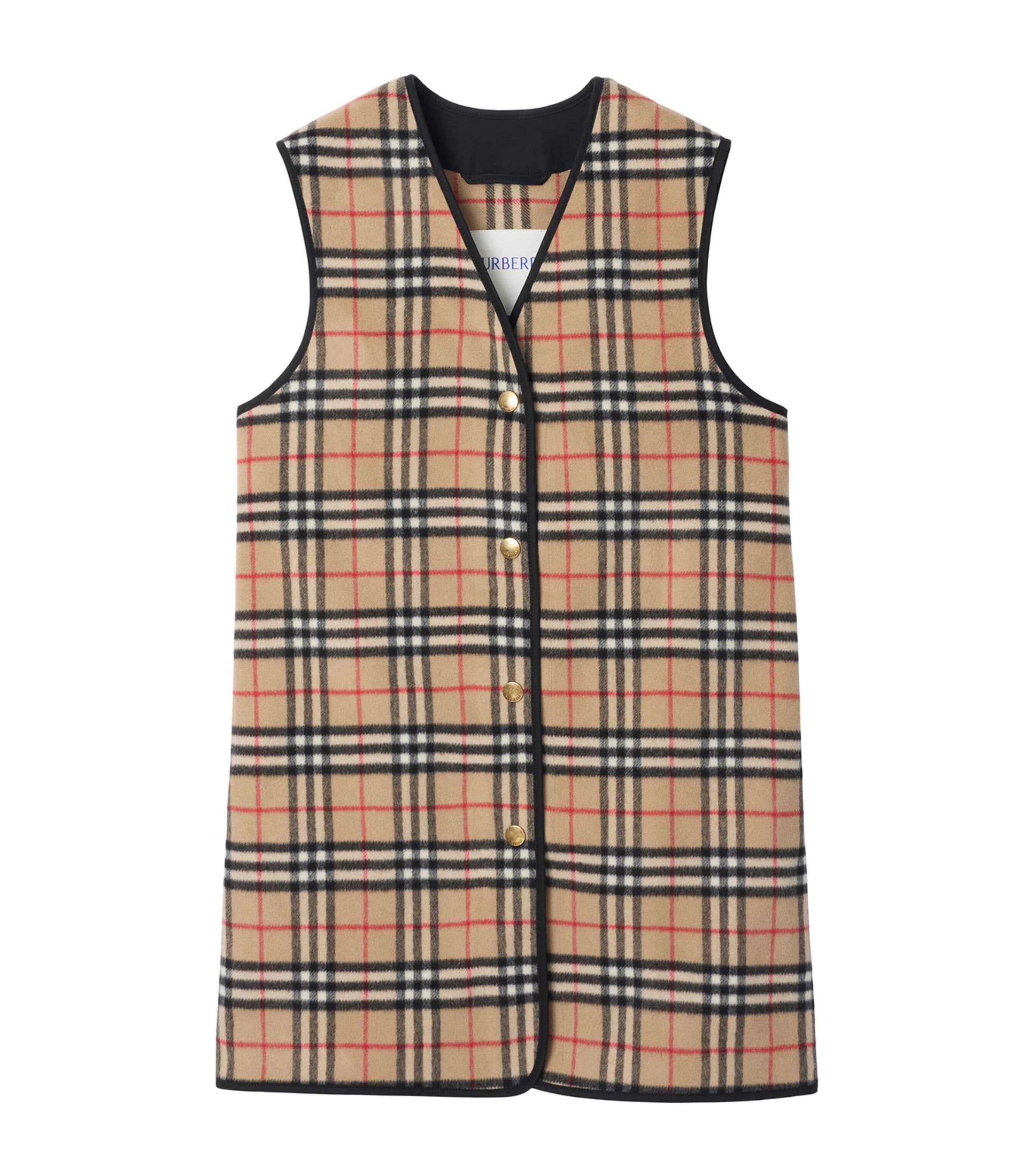 Burberry Wool-cashmere Check Gilet In Brown