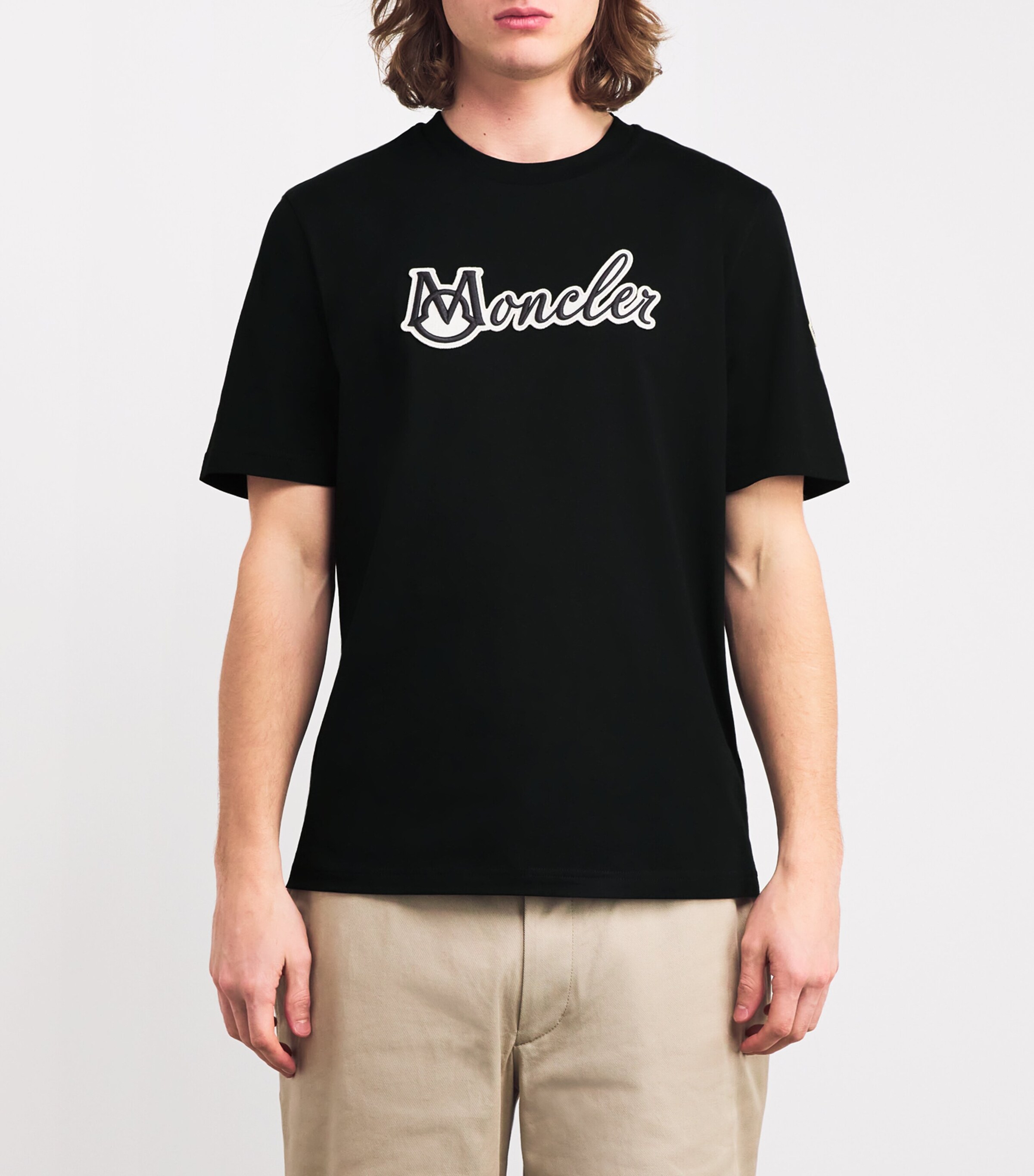 MONCLER VARSITY LOGO MOTIF コットン Tシャツ Moncler Embroidered Varsity Logo Cotton T-shirt | REVERSIBLE