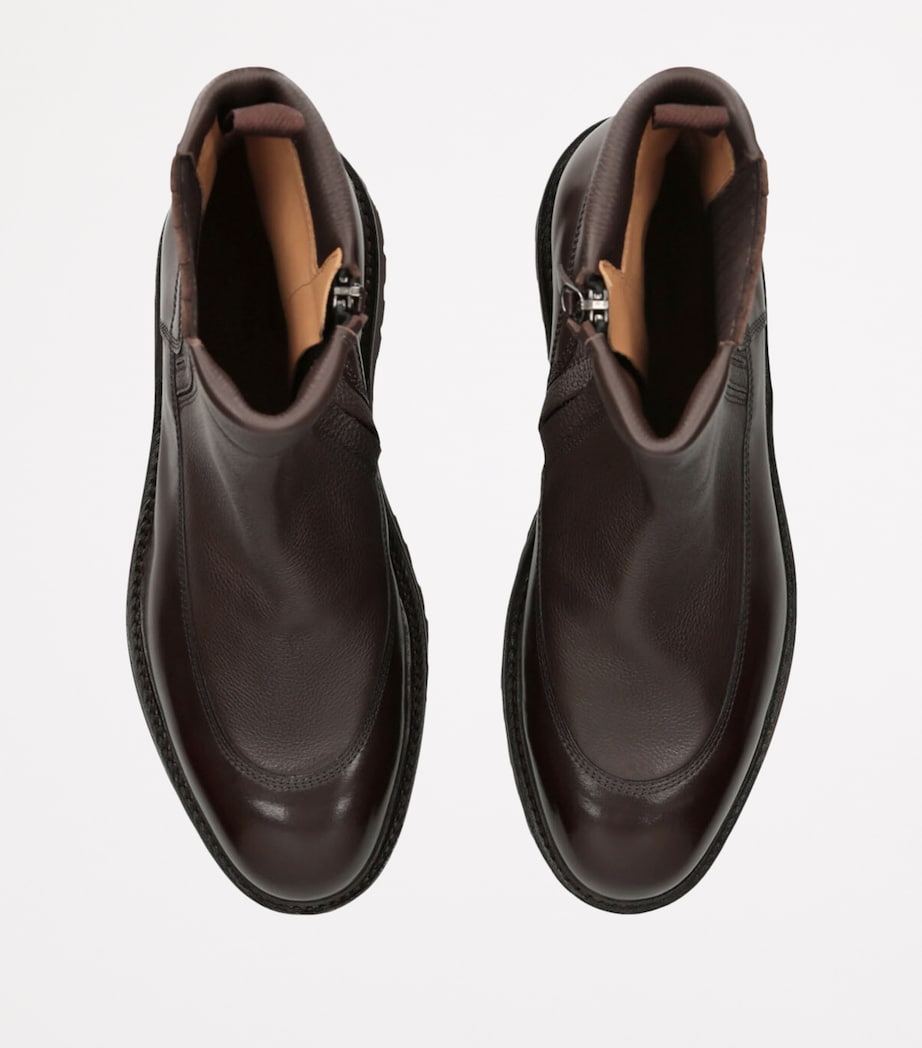 Leather Ridge Ankle Boots DARK BROWN Image 4