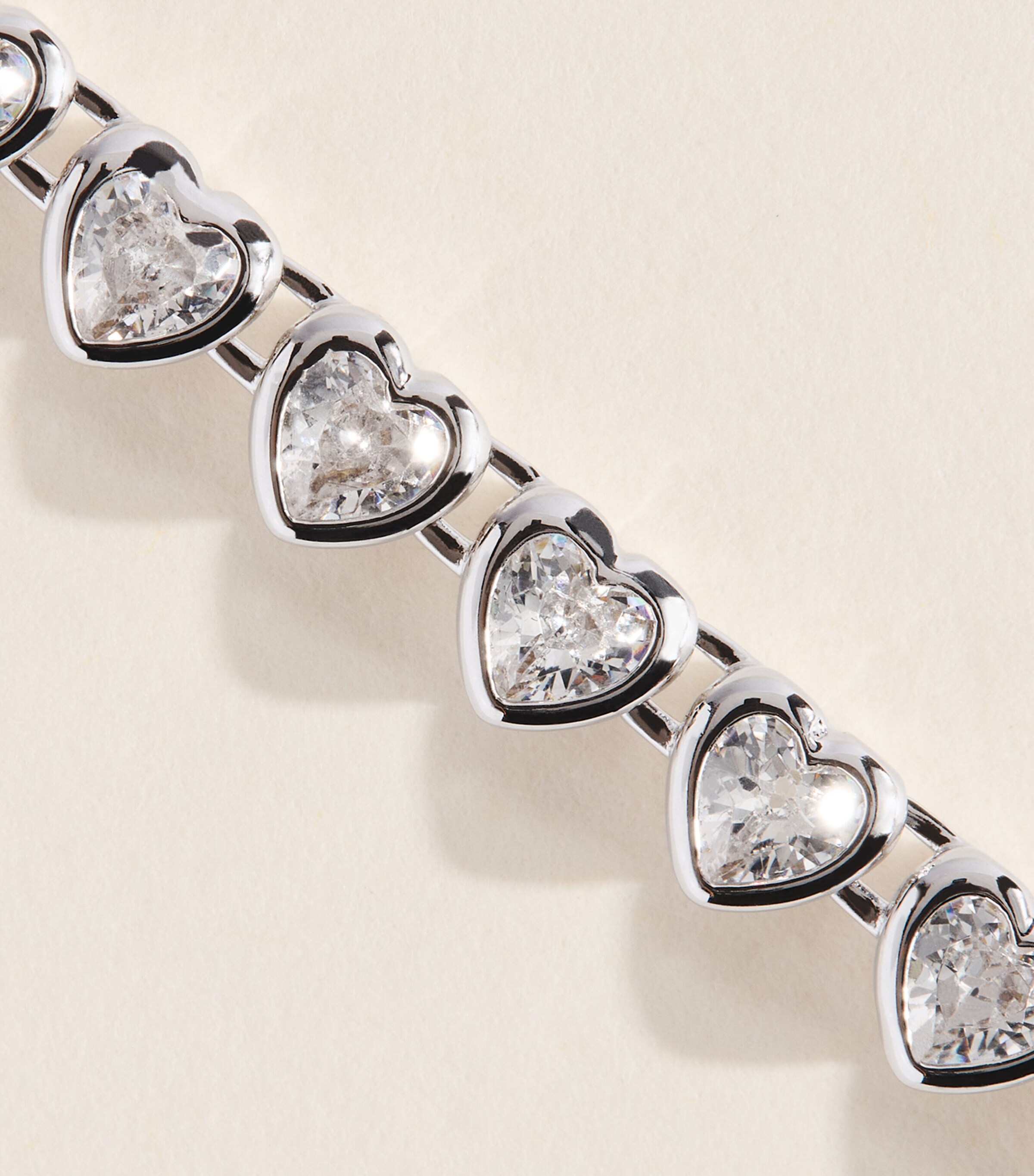 Astrid & Miyu Sterling Silver Heart Tennis Necklace Silver Image 4