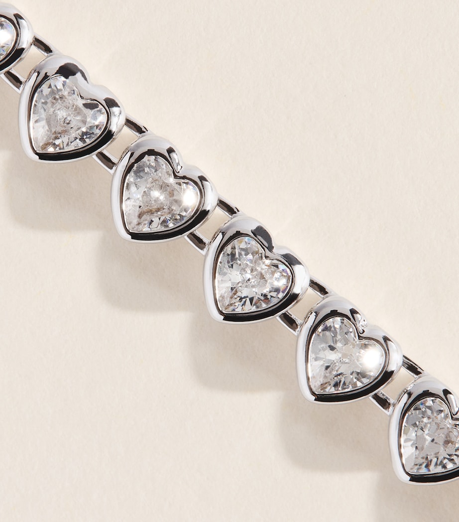 Astrid & Miyu Sterling Silver Heart Tennis Necklace Silver Image 4