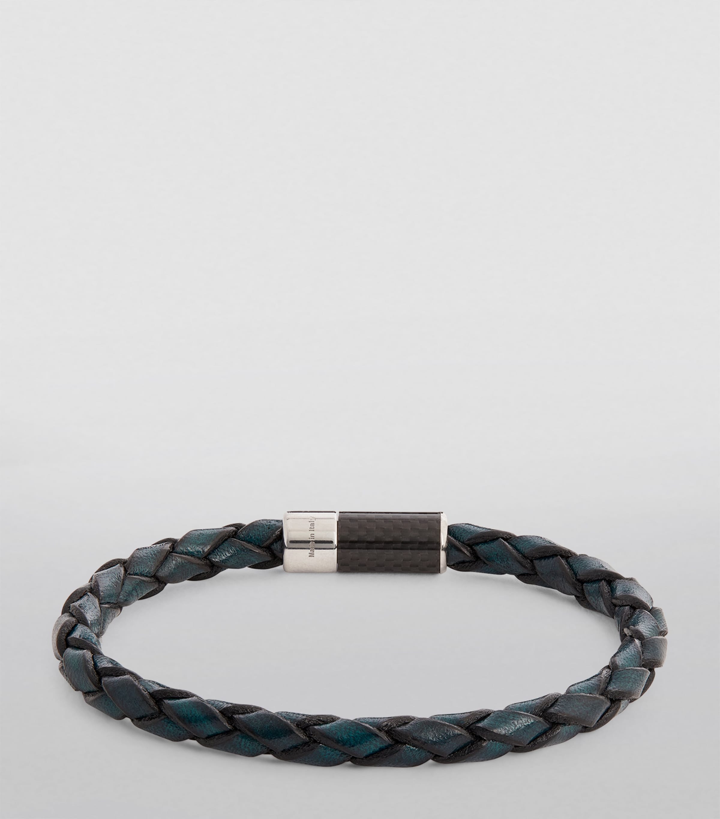 Braided Leather Carbon Pop Bracelet BLUE Image 2