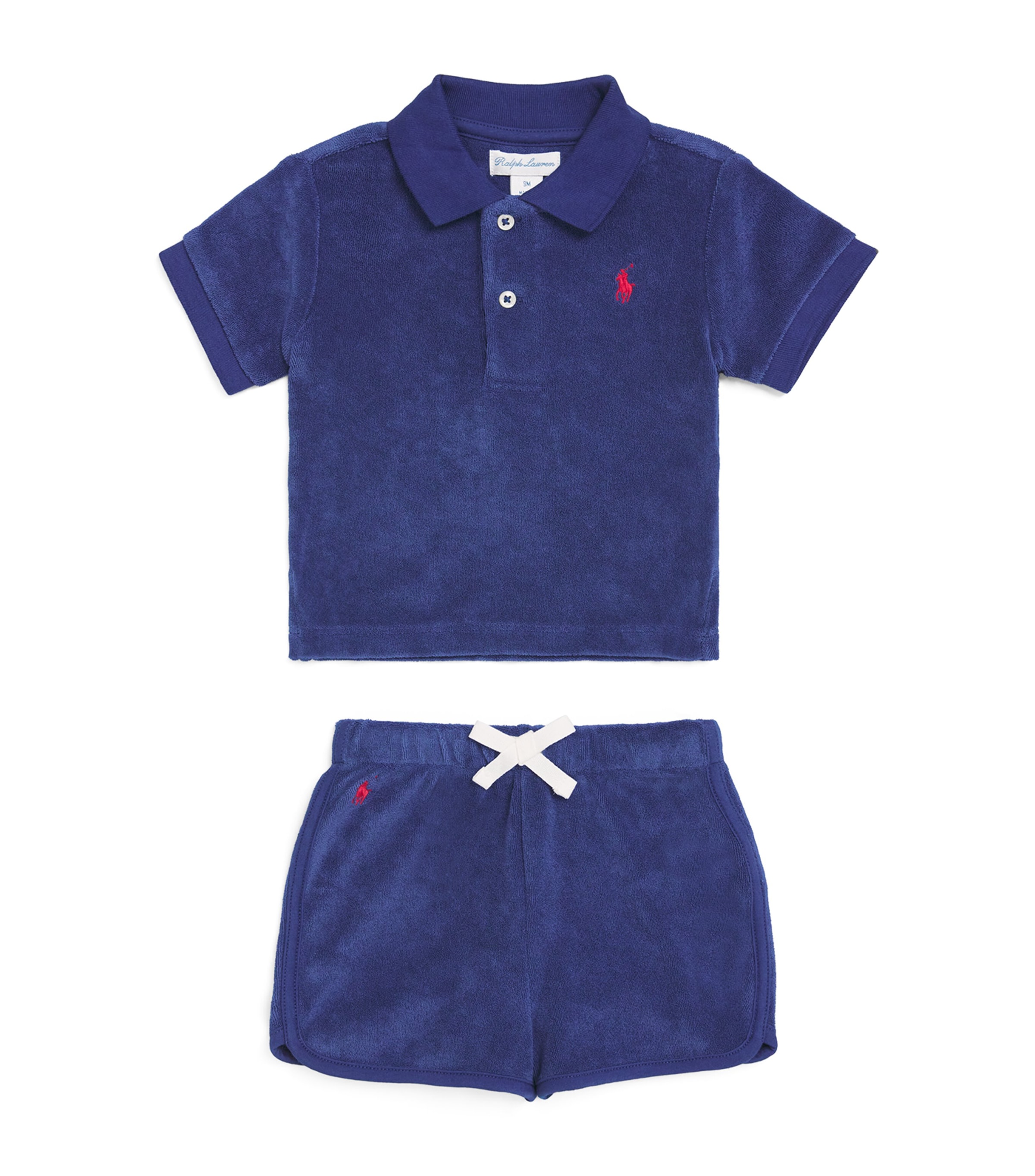 Towelling Polo Shirt and Shorts Set (3-18 Months) NAVY Image 1