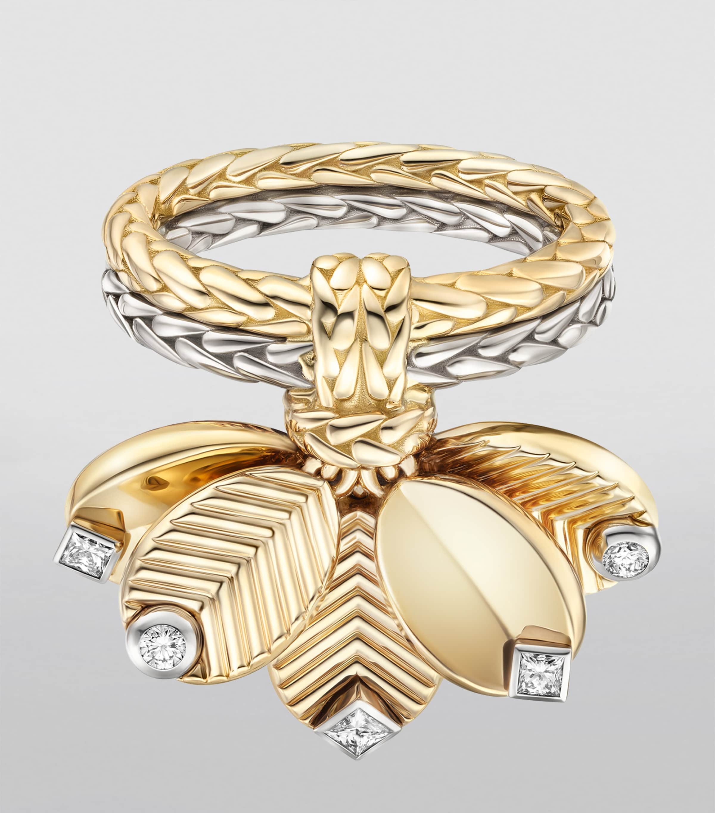 Yellow Gold, White Gold and Diamond Grain de Café Ring YELLOW GOLD Image 4
