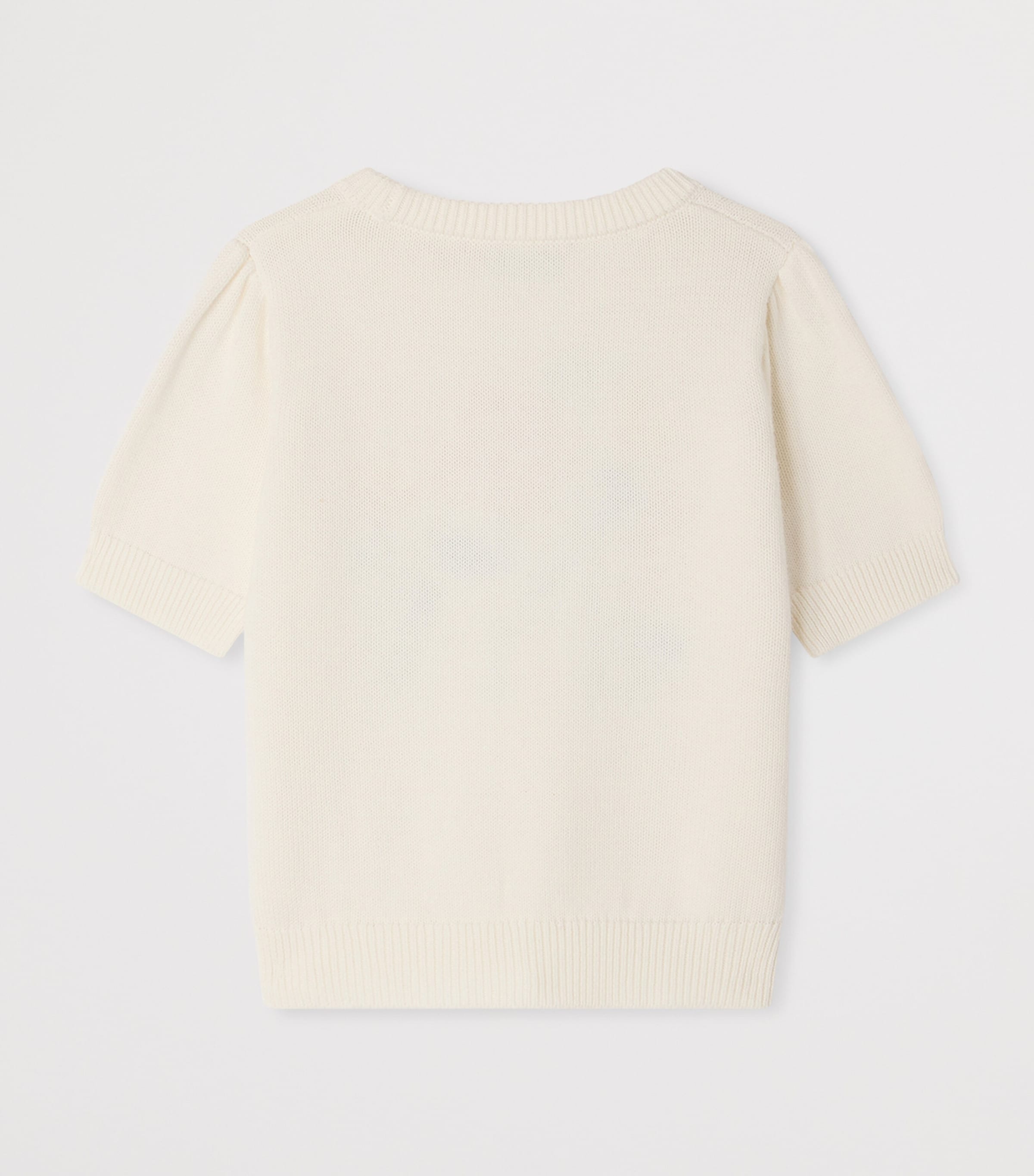 Bonpoint Cotton-Cashmere Embroidered Sweater (10-14 Years) Blanc Naturel Image 2