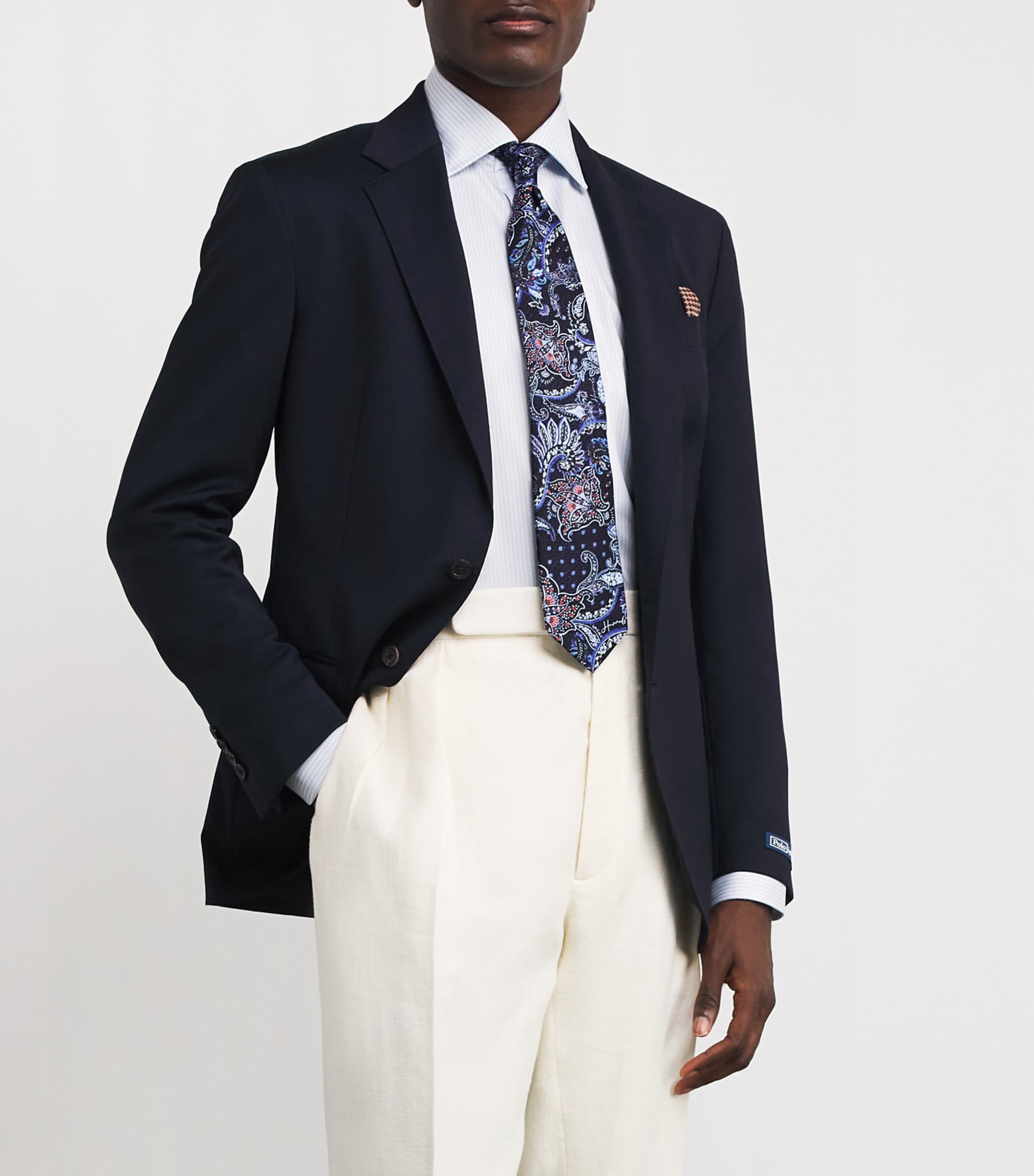 Silk Paisley Print Tie NAVY Image 2