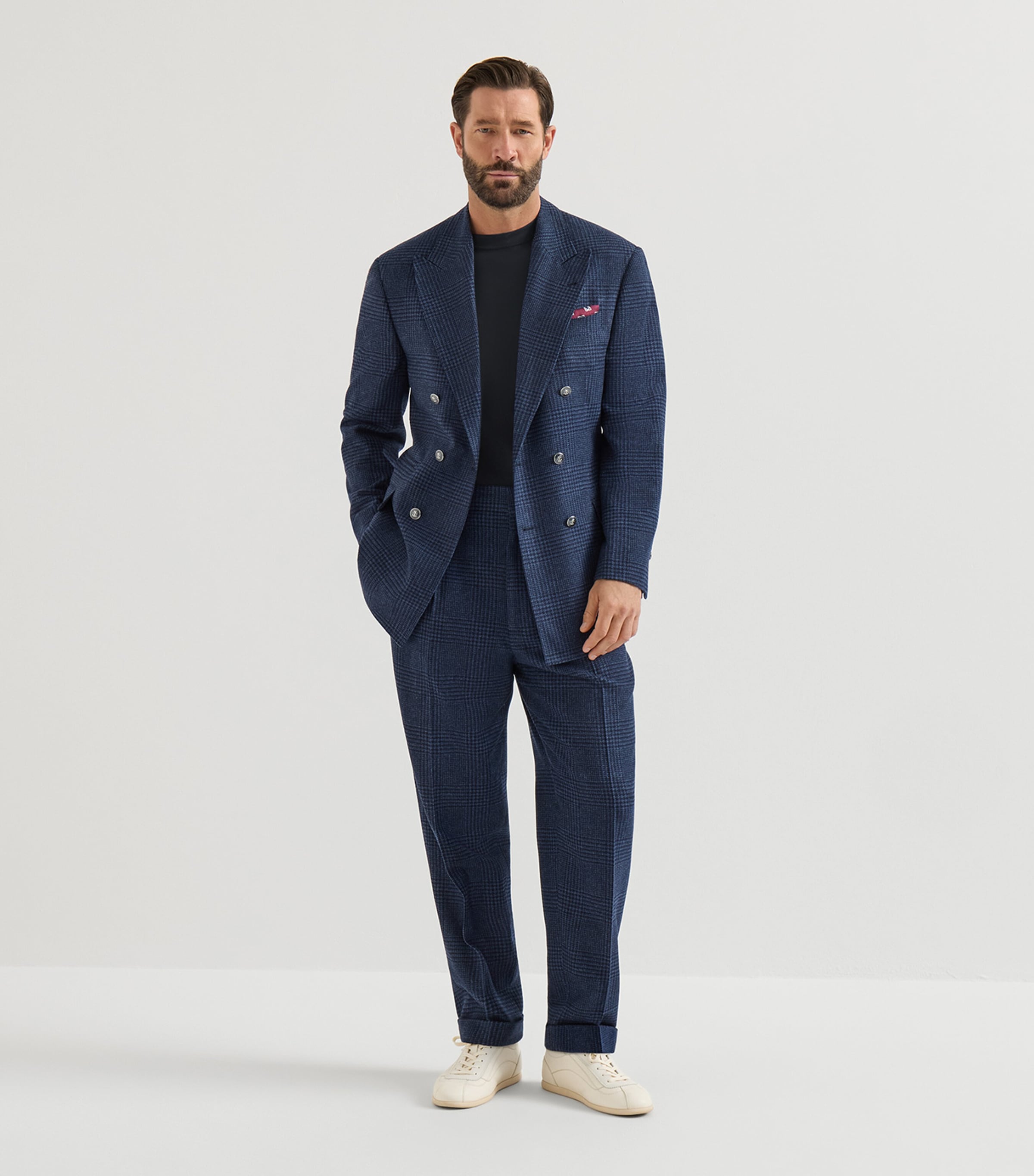 Brunello Cucinelli Mens Cotton Long-Sleeve T-Shirt Blue Image 3