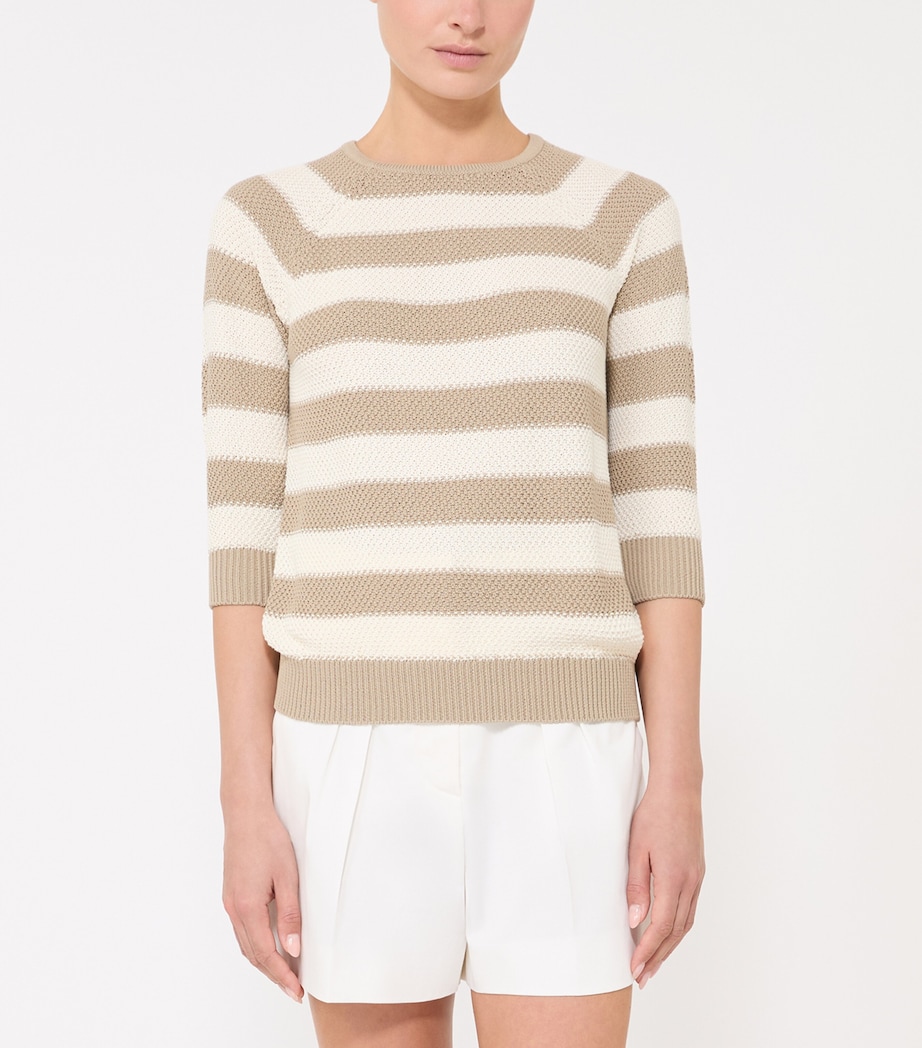 Max Mara Womens Stripe Sweater Optical White Image 3