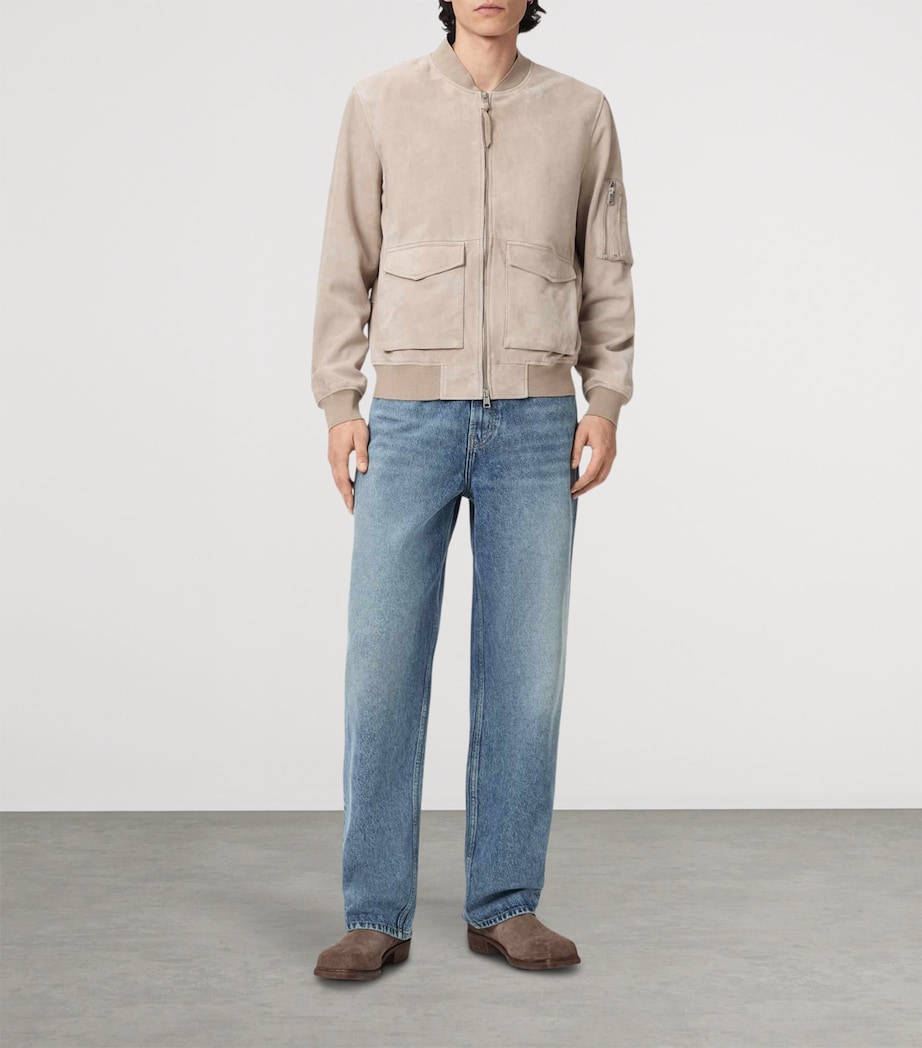AllSaints Suede Rokko Bomber Jacket Pasilla Brown Image 2