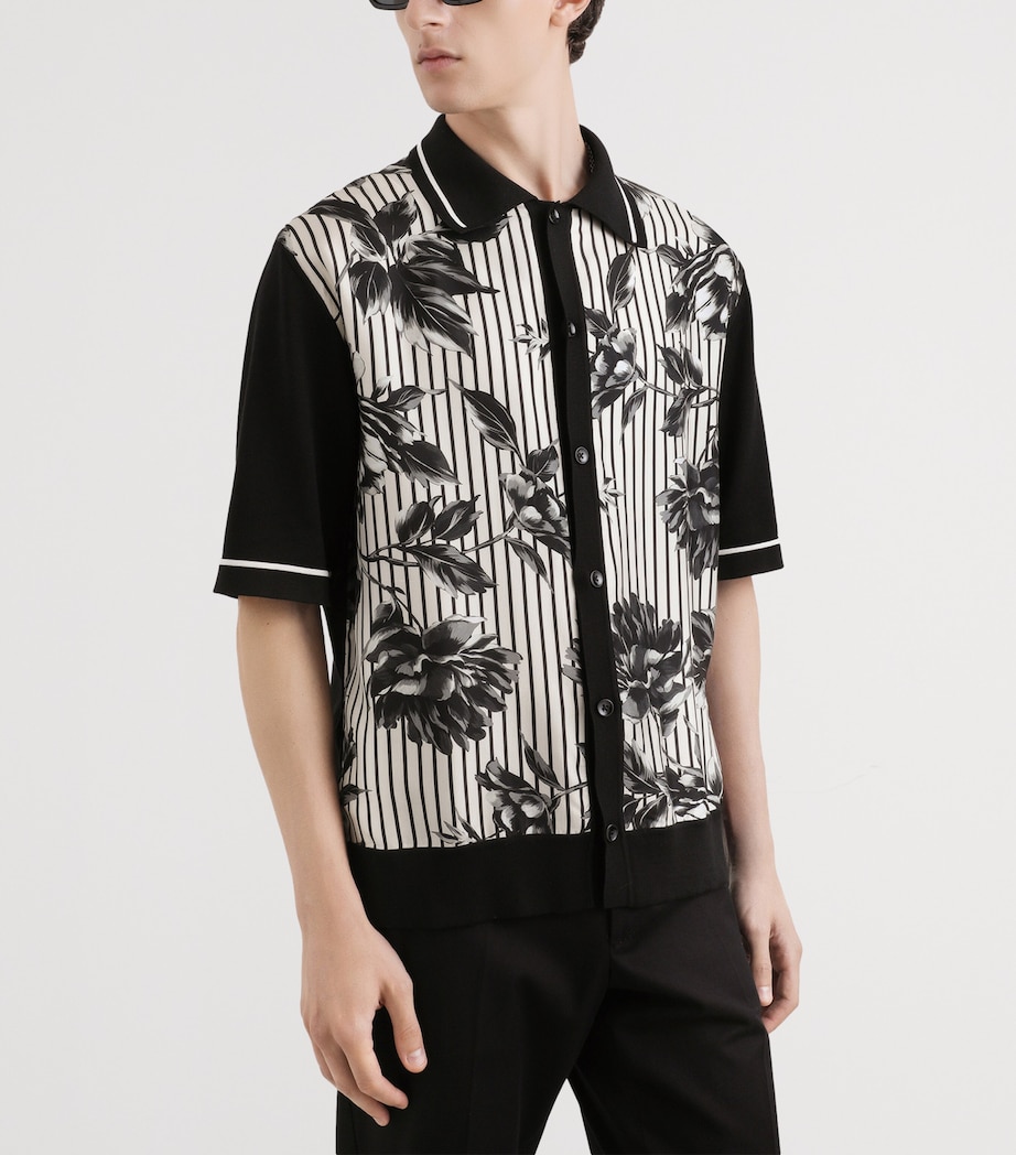 Dolce&Gabbana Mens Silk-Cotton-Blend Floral Shirt Ramage Pe Image 3