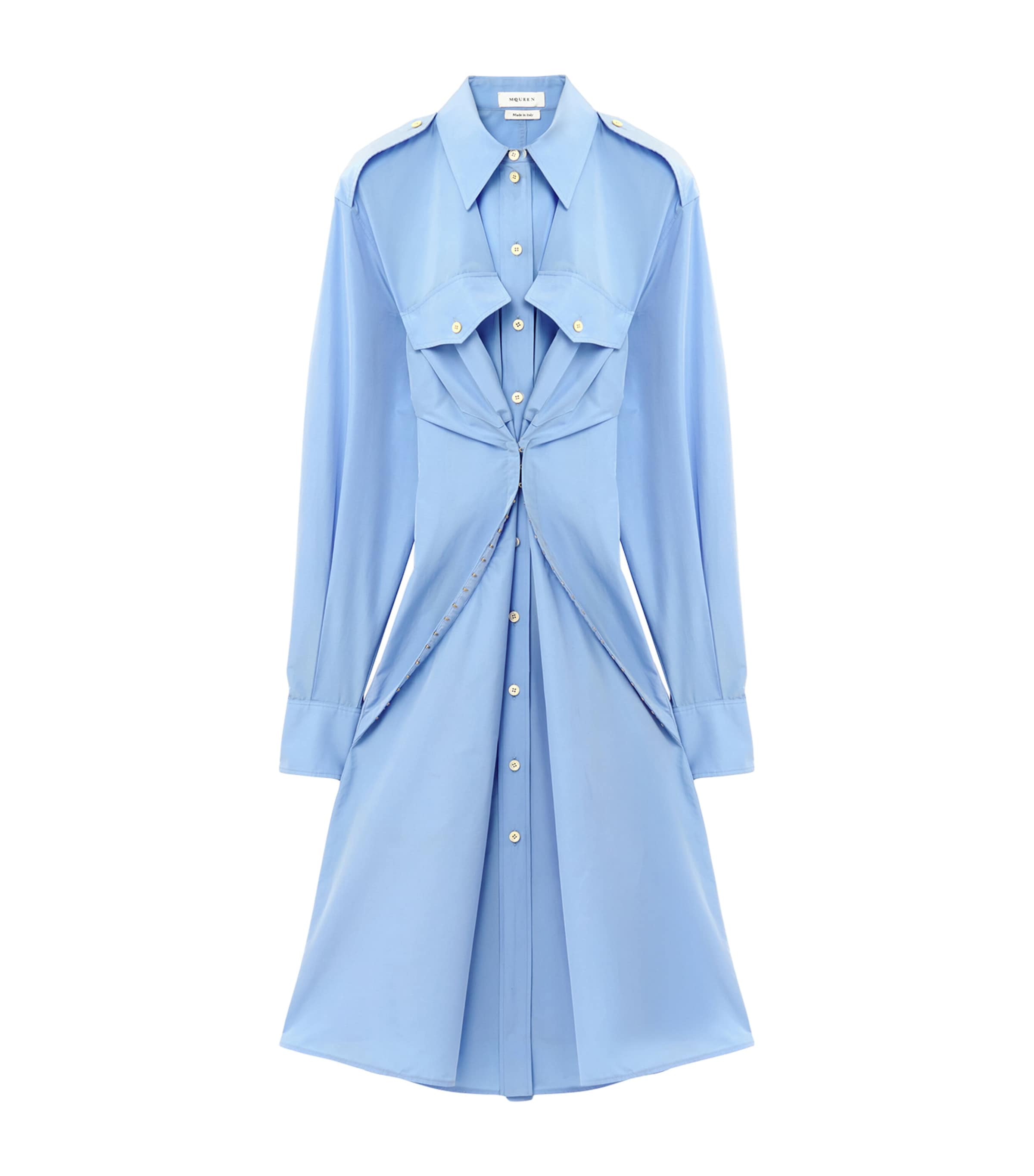 Gathered Midi Shirt Dress