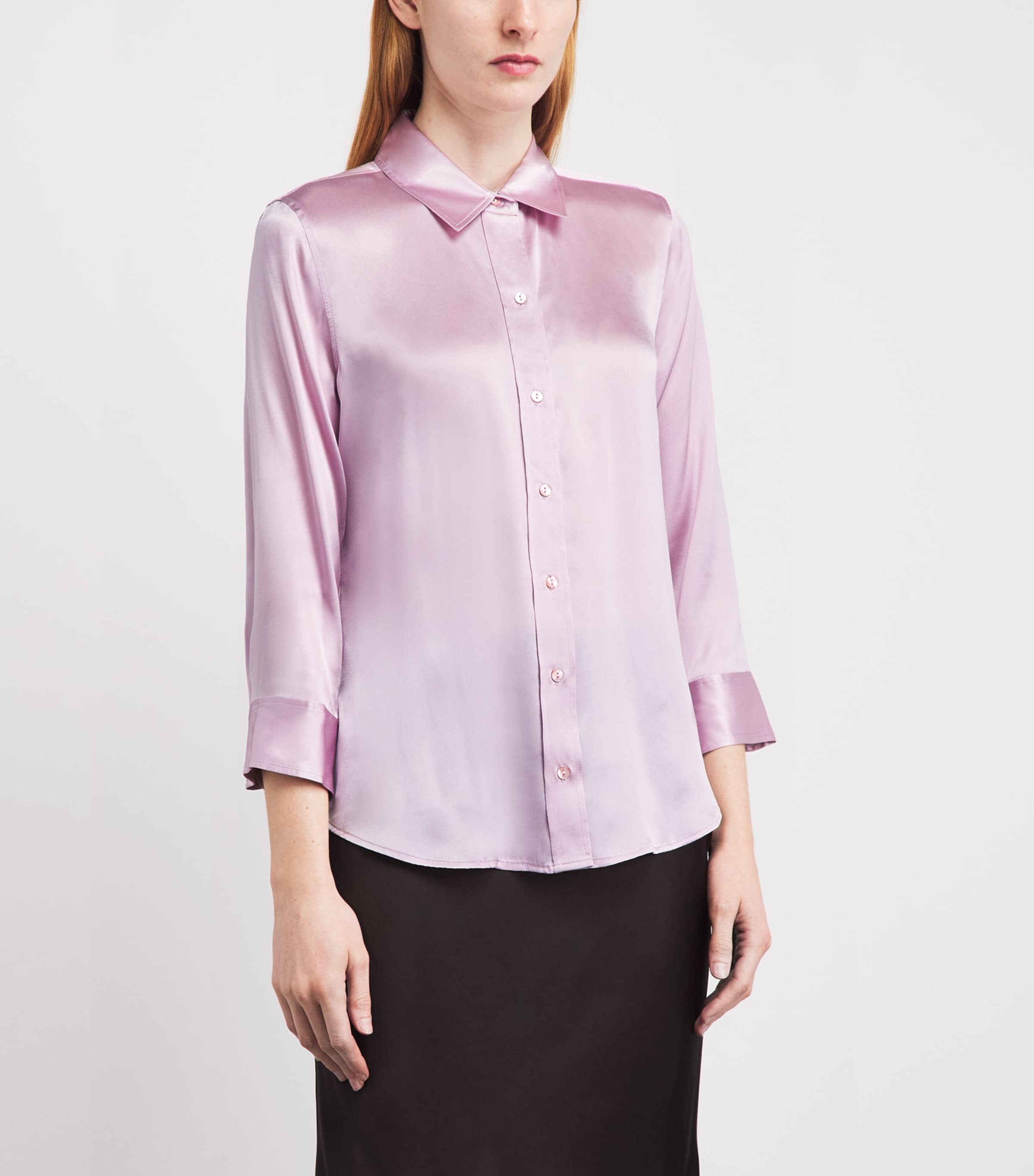 L'Agence Womens Silk Cropped-Sleeve Dani Blouse Icy Lilac Image 4