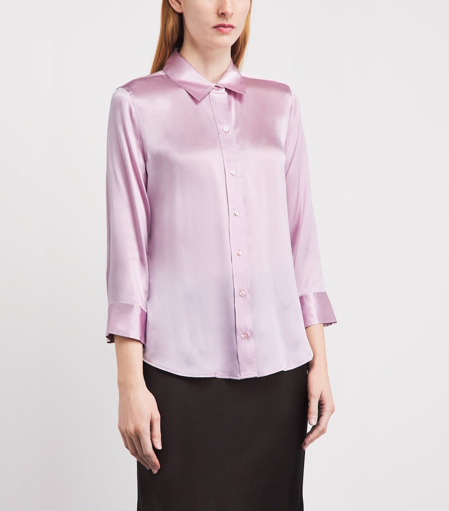 L'Agence Womens Silk Cropped-Sleeve Dani Blouse Icy Lilac Image 4