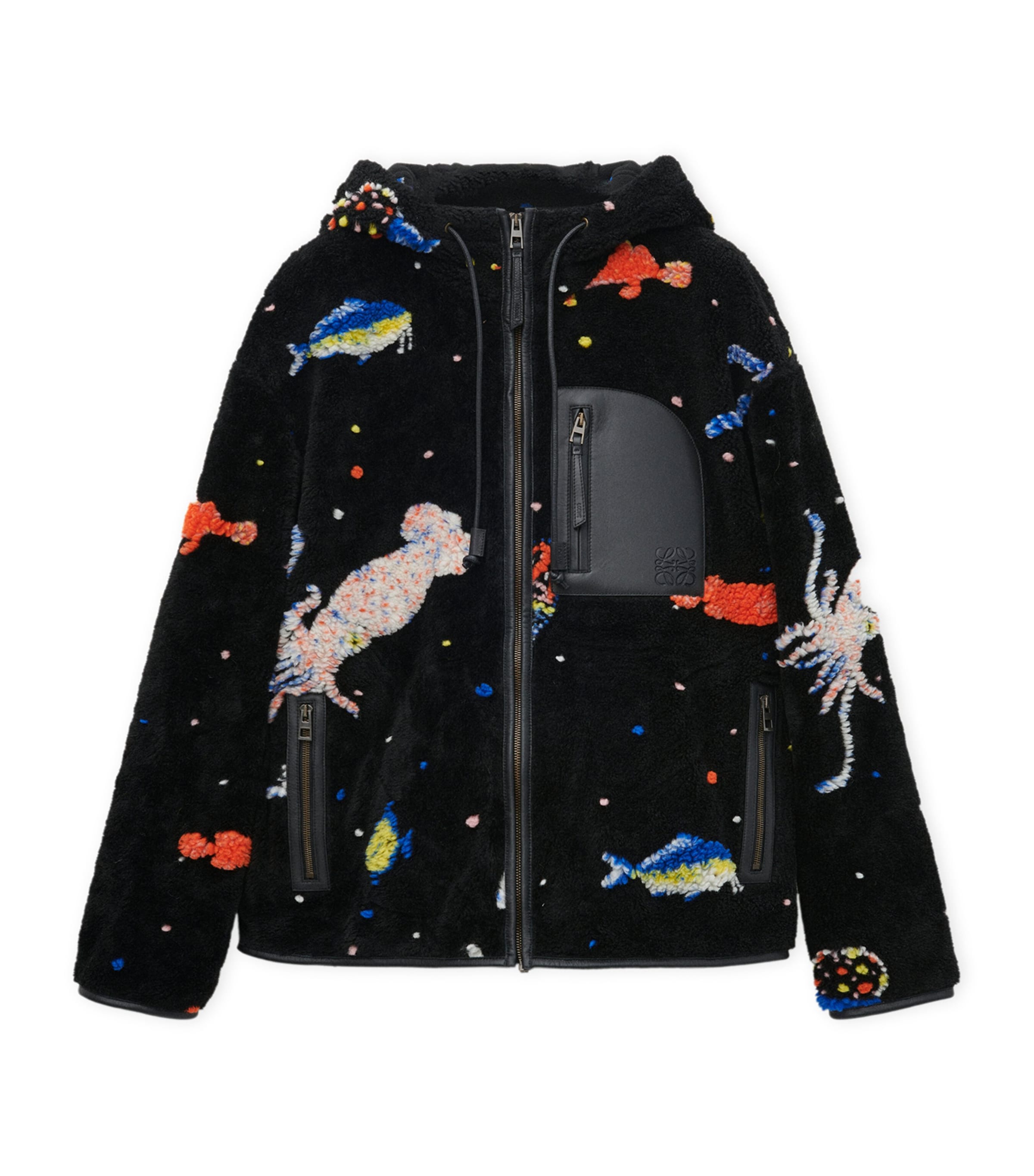 LOEWE Black x Suna Fujita Fleece Hooded Deep Sea Jacket | Harrods AE