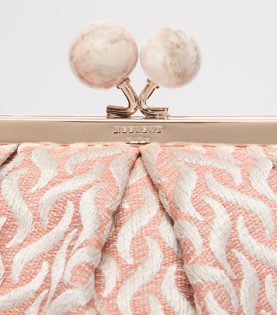 Weekend Max Mara Woven Jacquard Pasticcino Clutch Bag Pink Image 7