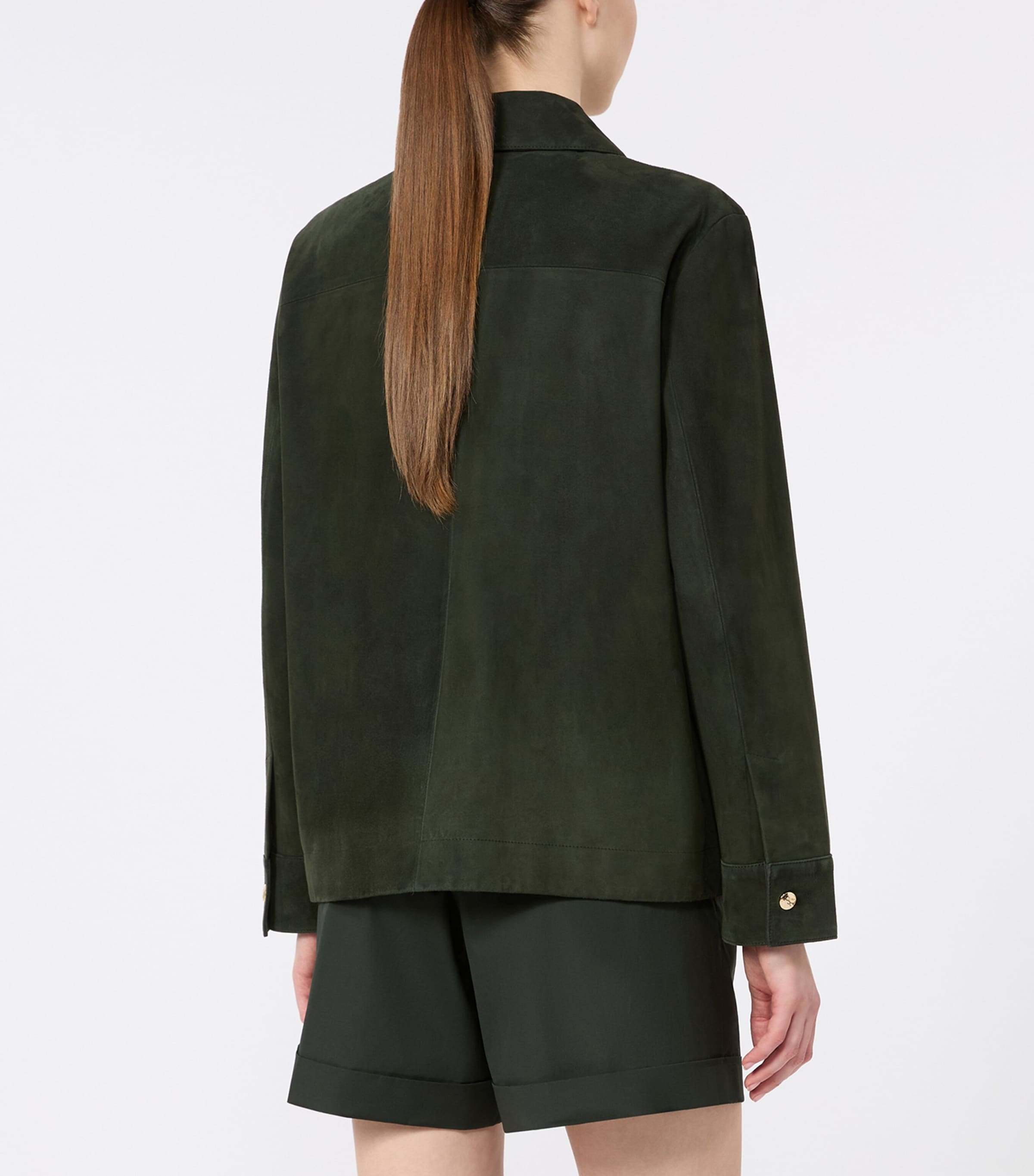 Max Mara Womens Suede Shirt Jacket Green Image 4