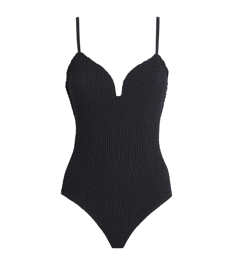Smocked Maillot Swimsuit NOIR Image 1