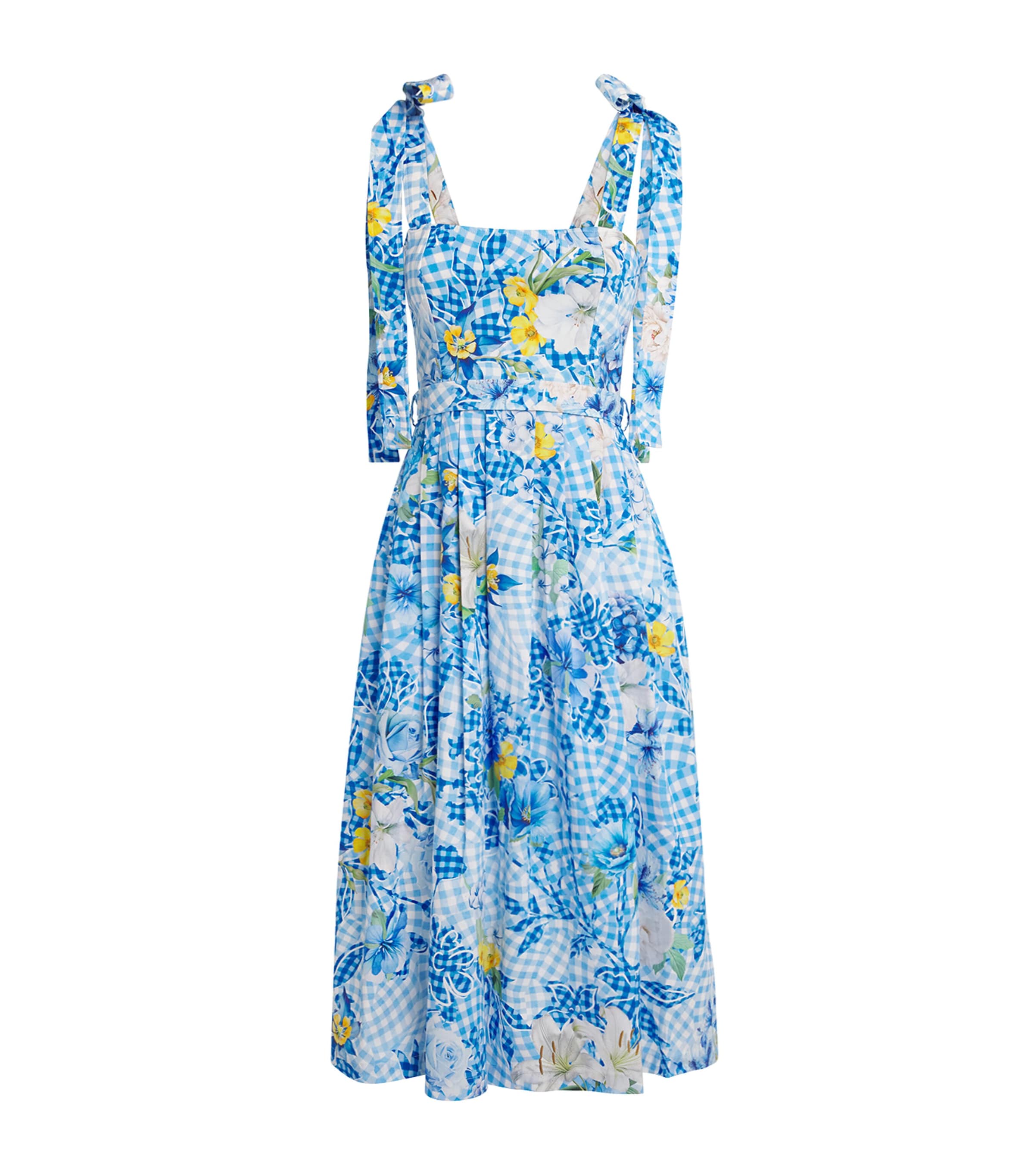 Mary Katrantzou Womens Cotton-Blend Wrap-Tie Top Fleur Blubry Aop Image 1