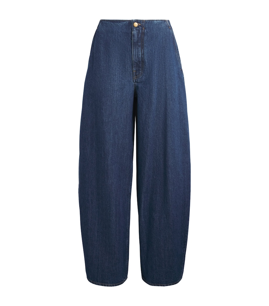 Jil Sander Womens Mid-Rise Barrel Jeans Medium Denim Image 1
