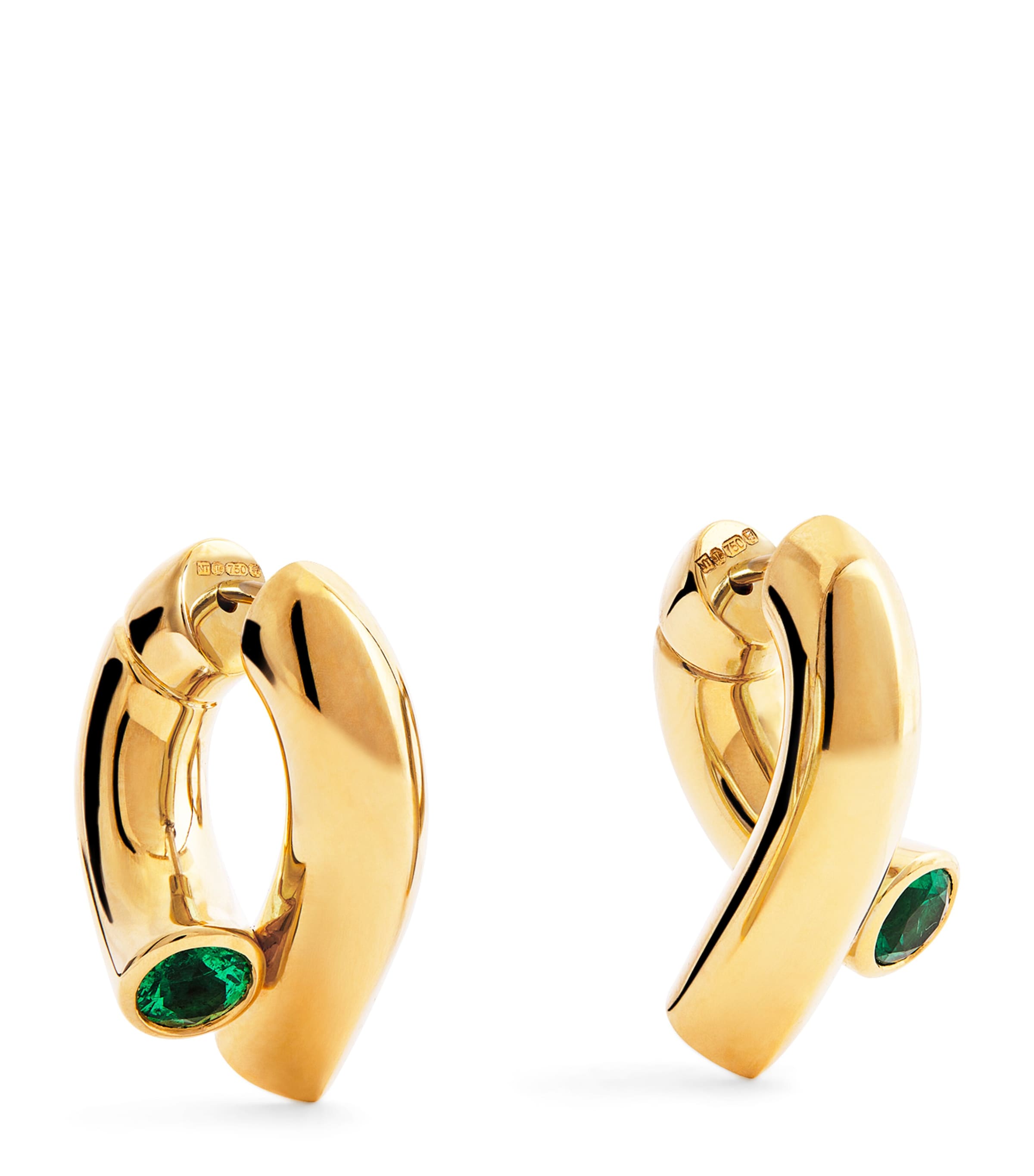 Tabayer Yellow Gold And Emerald Oera Earrings