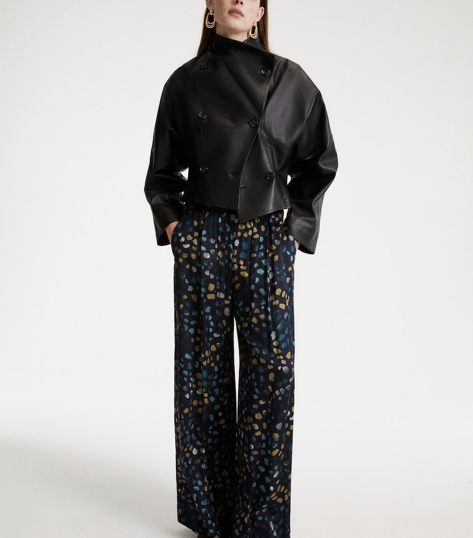 Marella Womens Twill Printed Trousers Navy Image 4