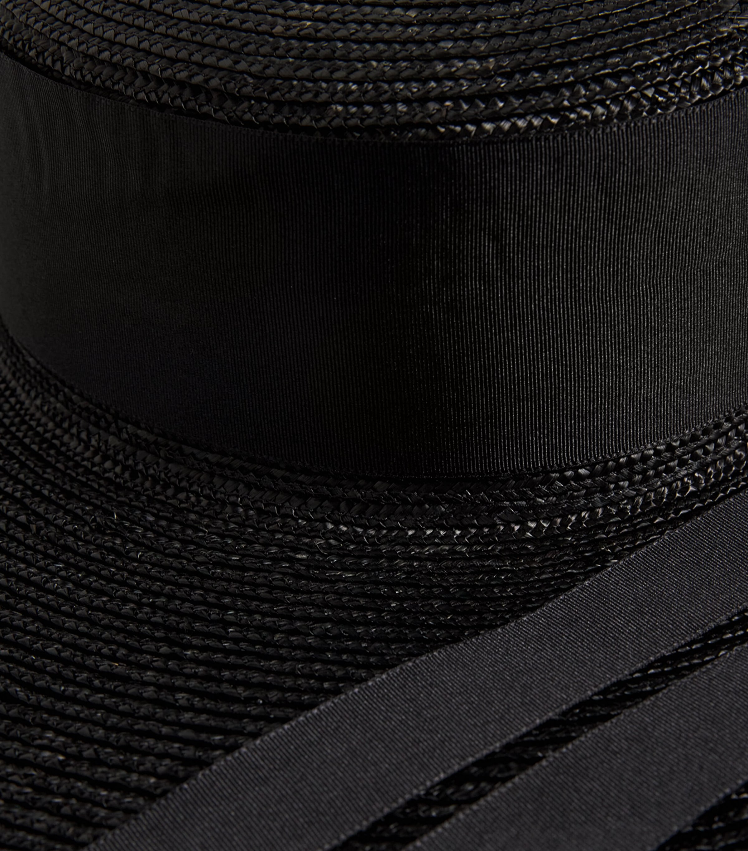 Straw Boater Hat BLACK Image 3