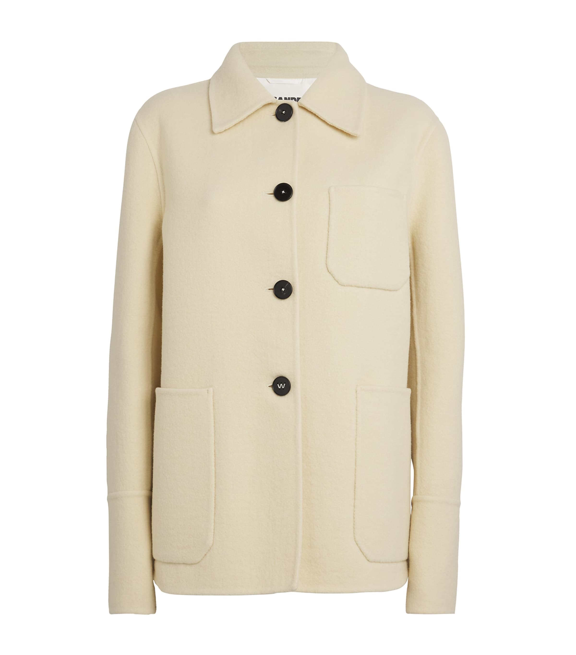 Jil Sander Double Face Wool Felt Shirt Jacket In Beige