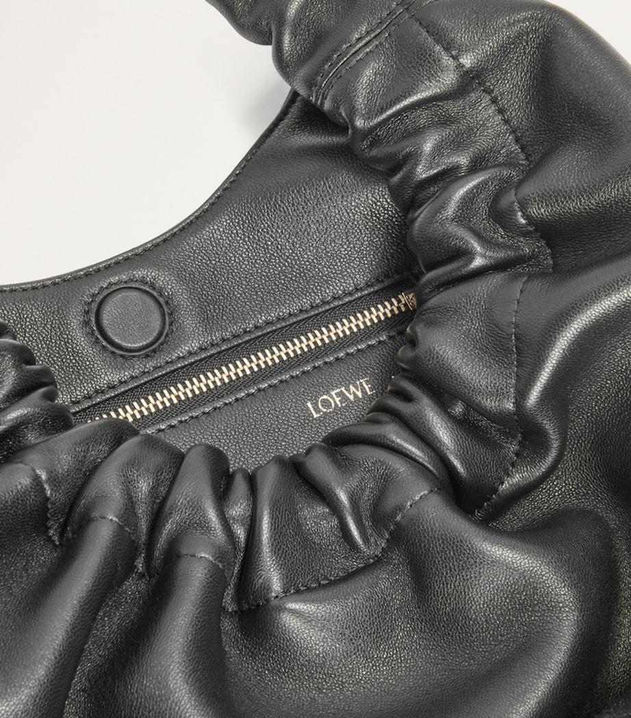 Small Leather Squeeze Top-Handle Bag BLACK Image 6