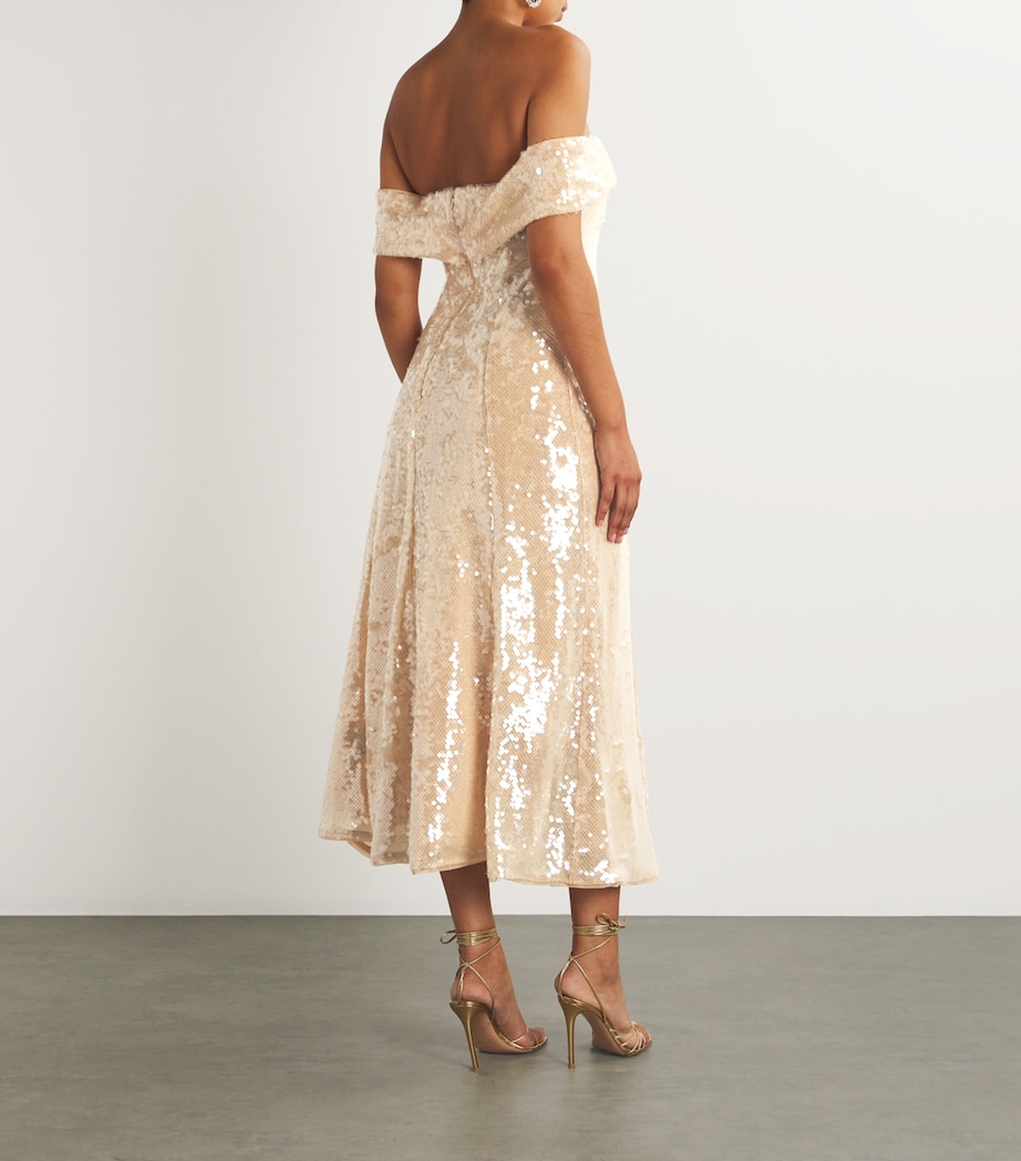 Embellished Off-The-Shoulder Midi Dress GOLD Image 3
