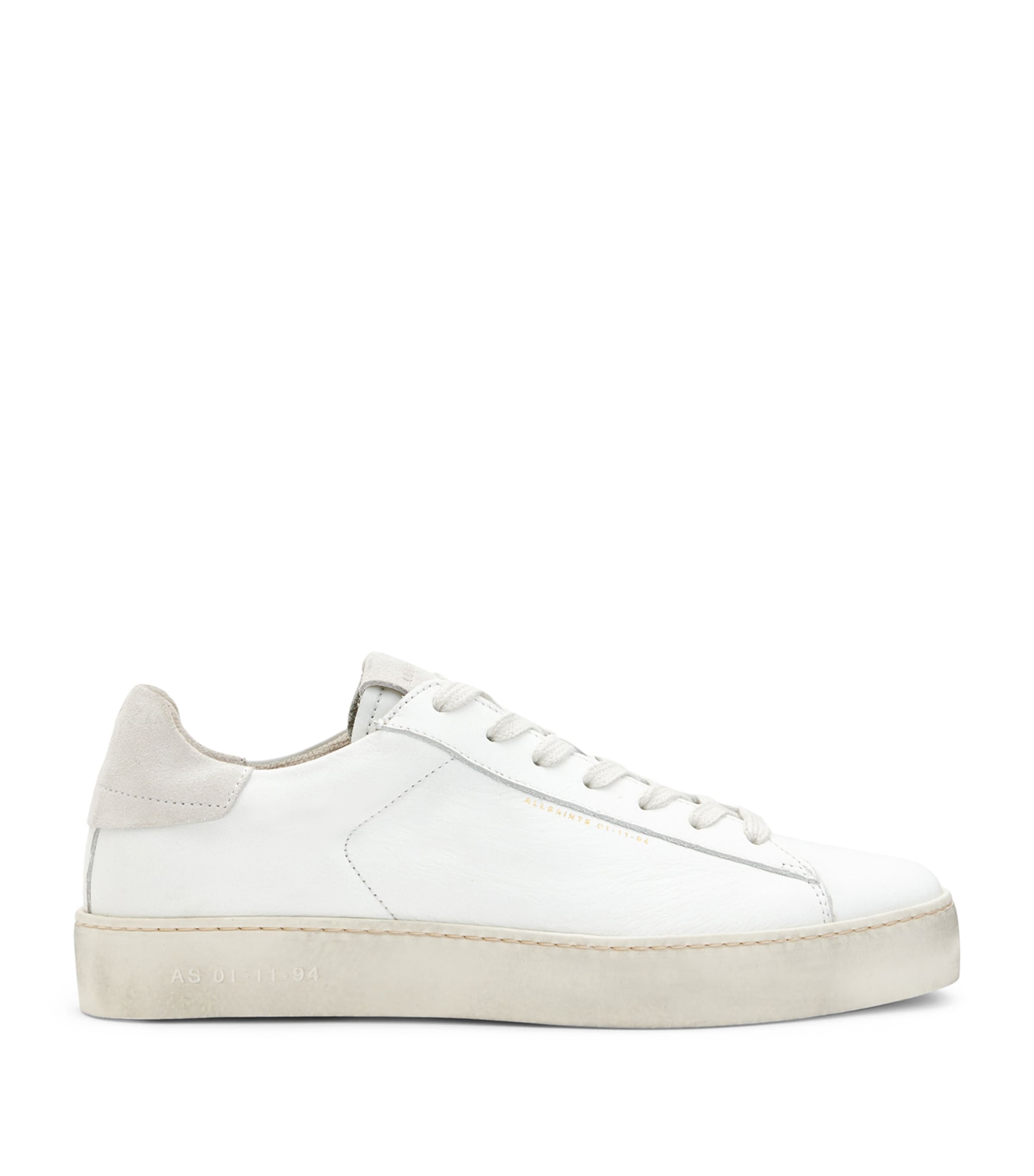 Allsaints Womens White Shana Logo-print Leather Low-top Trainers In White