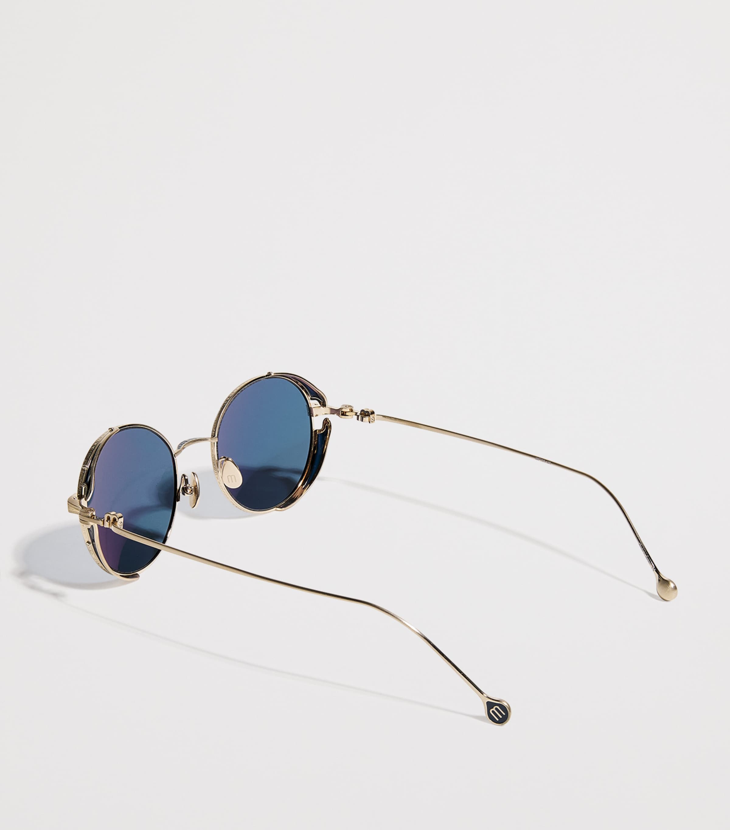 M3152 Round Sunglasses BRUSHED GOLD BLUE Image 3