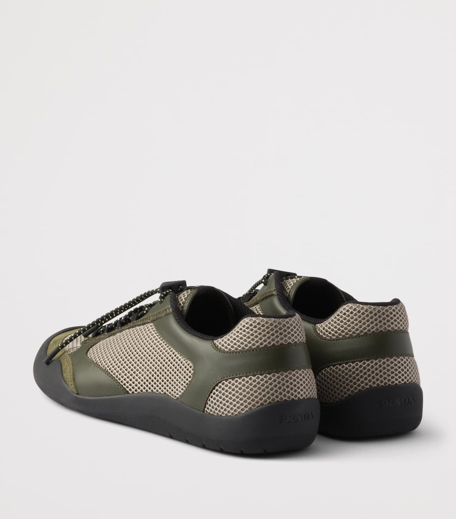 Prada Leather-Mesh Speedrock Sneakers Image 4