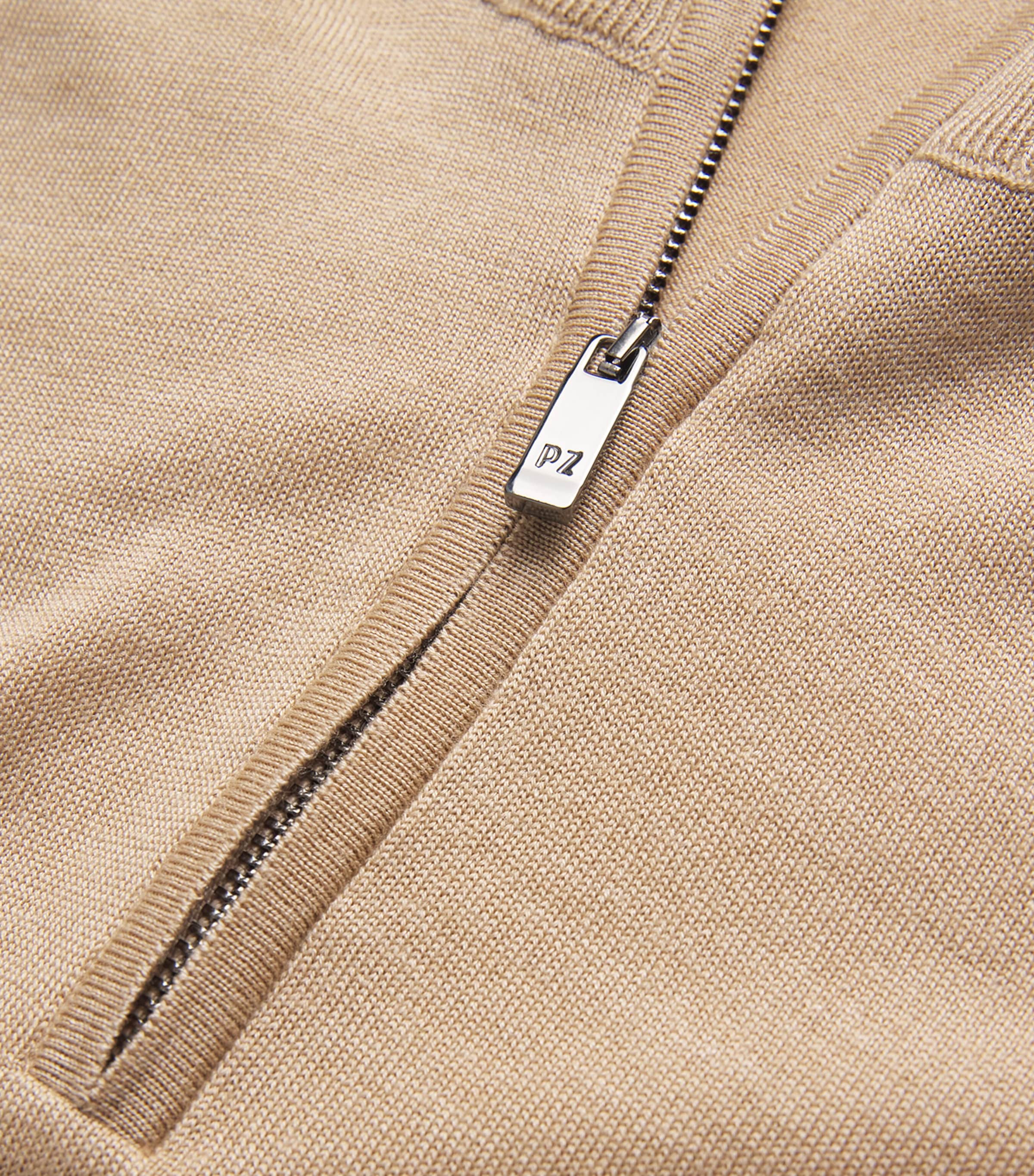 Pal Zileri Mens Wool-Silk Quarter-Zip Sweater Light Brown Image 5