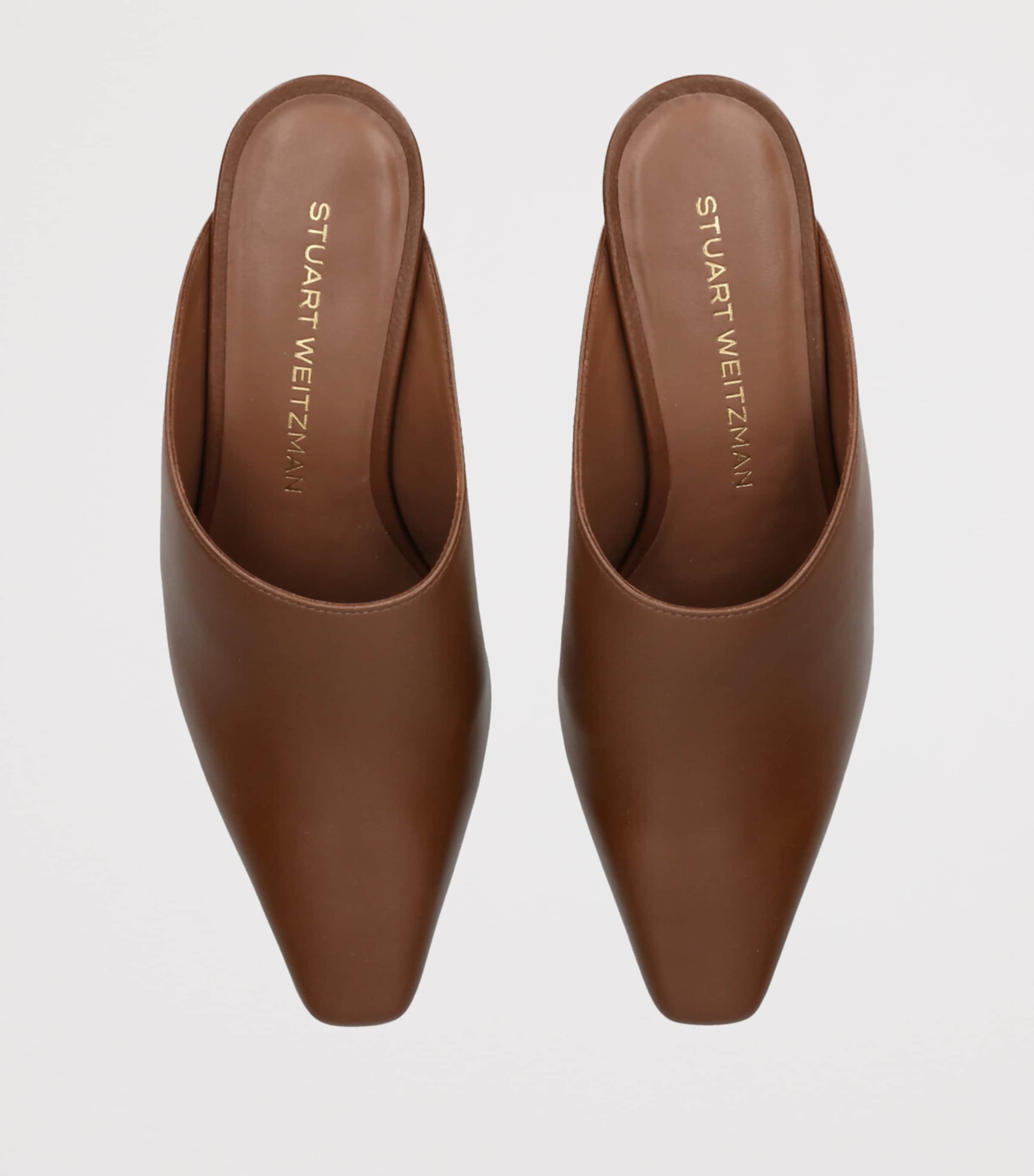 Stuart Weitzman Womens Leather Stassi Mules 50 Brown Image 4
