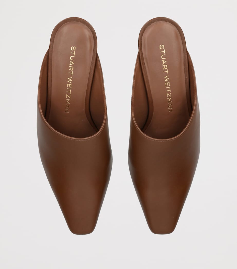 Stuart Weitzman Womens Leather Stassi Mules 50 Brown Image 4