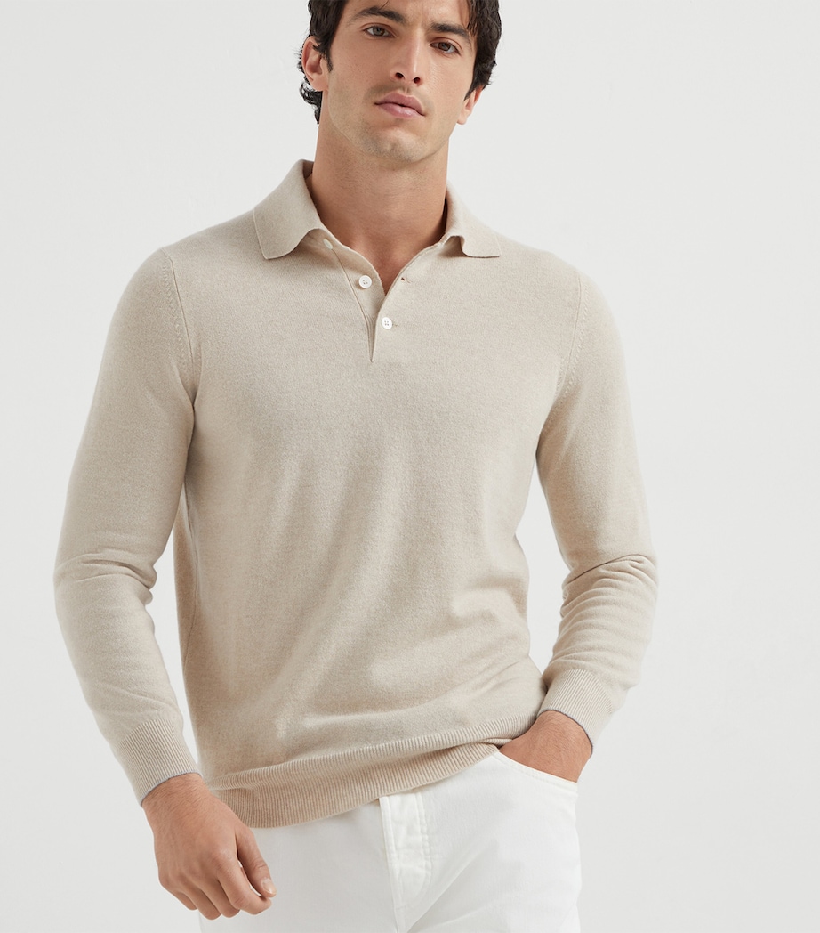 Cashmere Long-Sleeve Polo Sweater CS396 Image 2