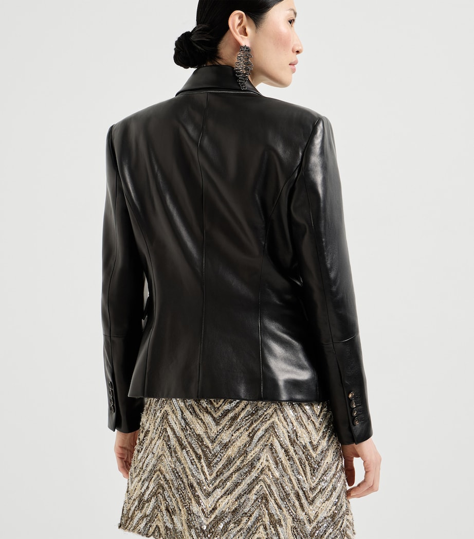 Brunello Cucinelli Womens Nappa Leather Monili Single-Breasted Blazer Image 5
