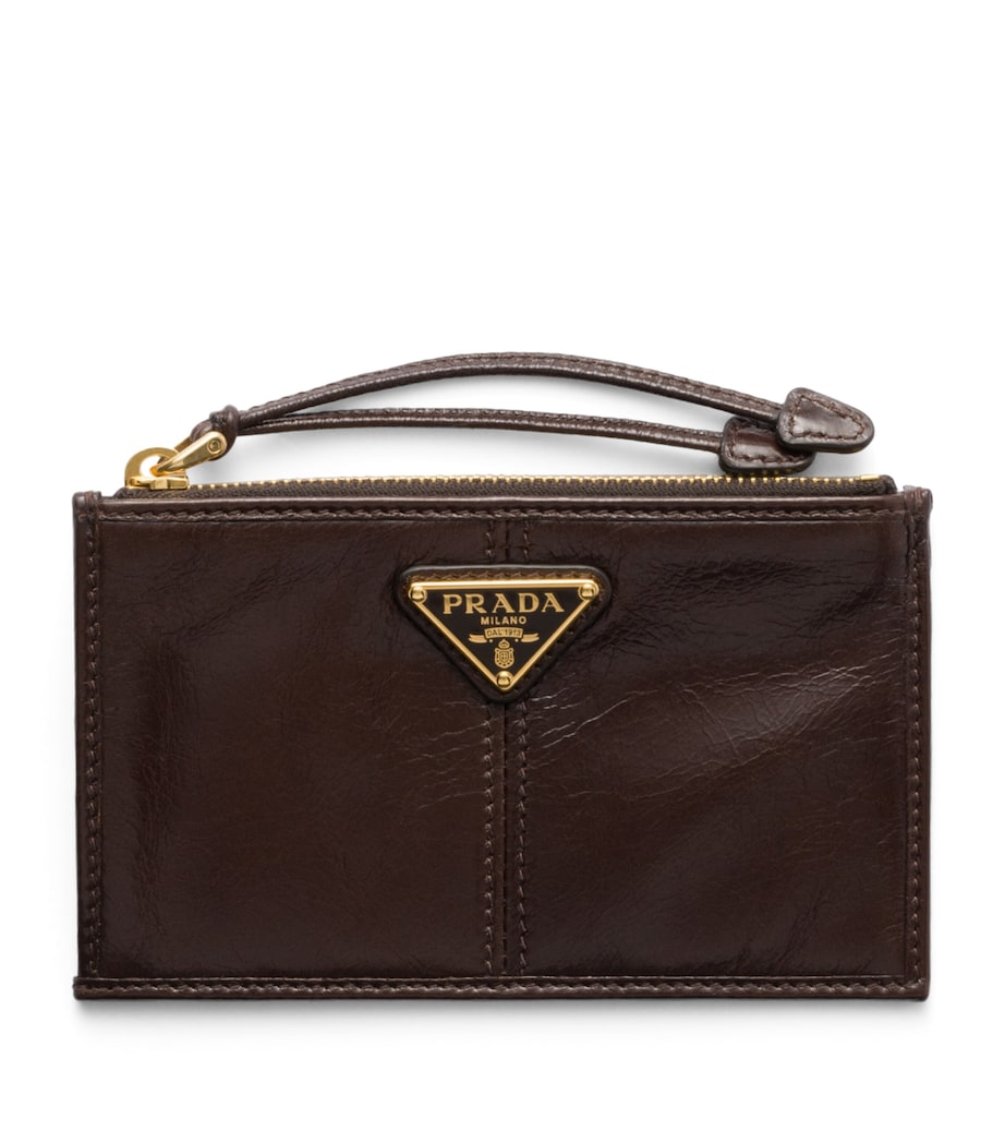Prada Leather Zipped Card Holder Brown Image 1