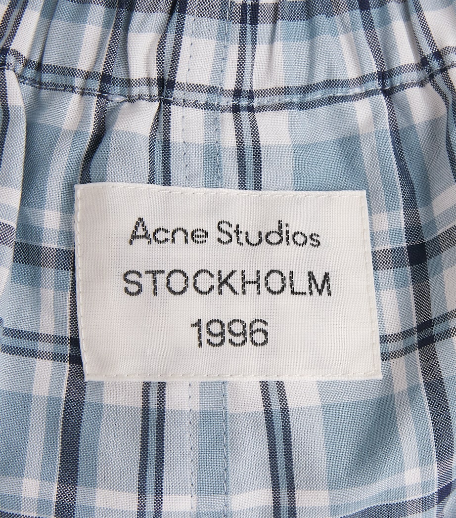 Acne Studios Womens Cotton Check Bloomer Shorts Blue/white Image 6