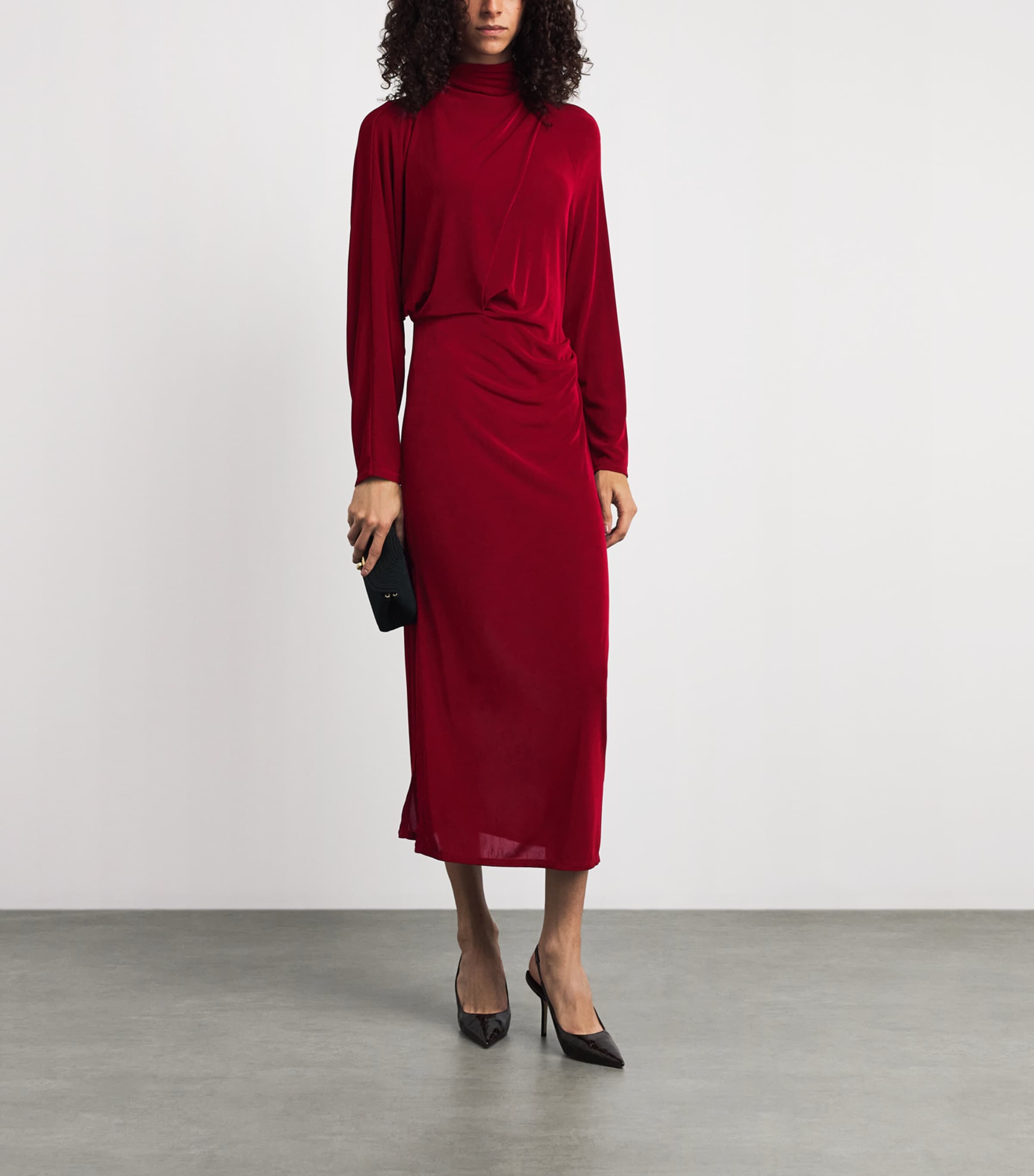 CAMILLA AND MARC Womens Draped Ravine Midi Dress Cherry Image 2