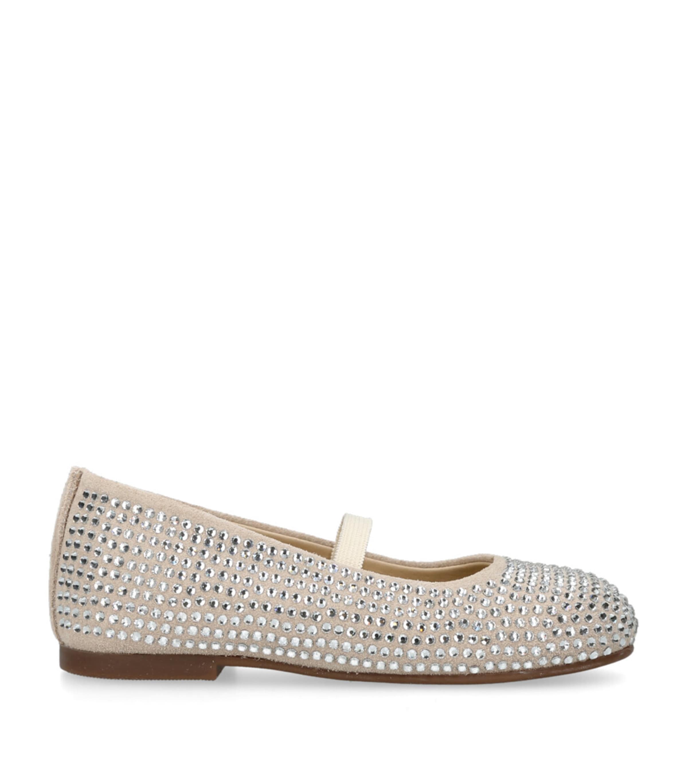 Shop Babywalker Leather Swarovski Crystal-embellished Flats In Ivory