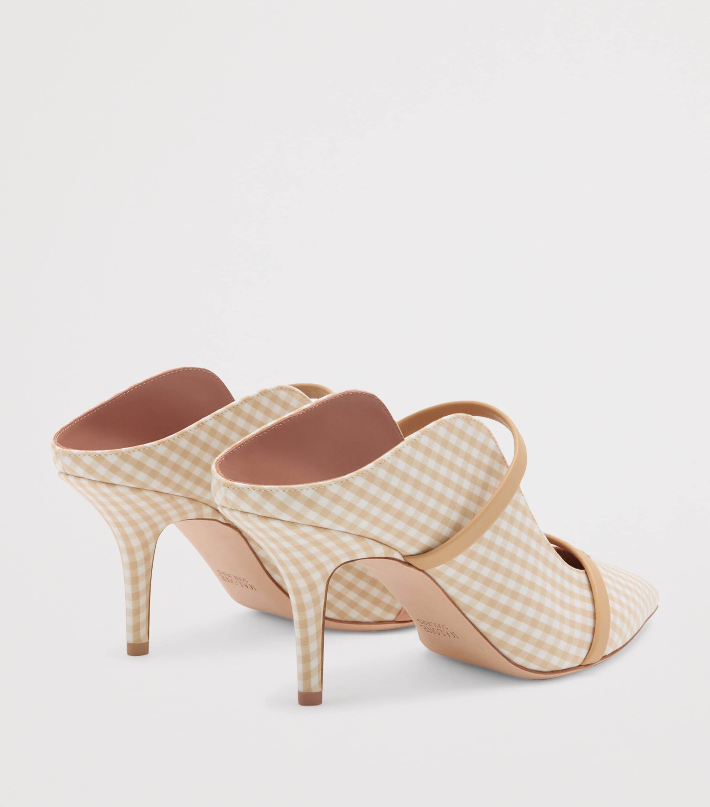 Cotton Gingham Maureen Mules 70 BUFF Image 4