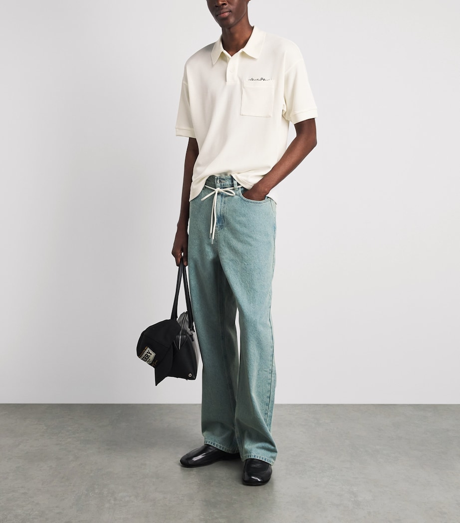 about:blank Mens Piqué Script Polo Shirt Oat Image 2
