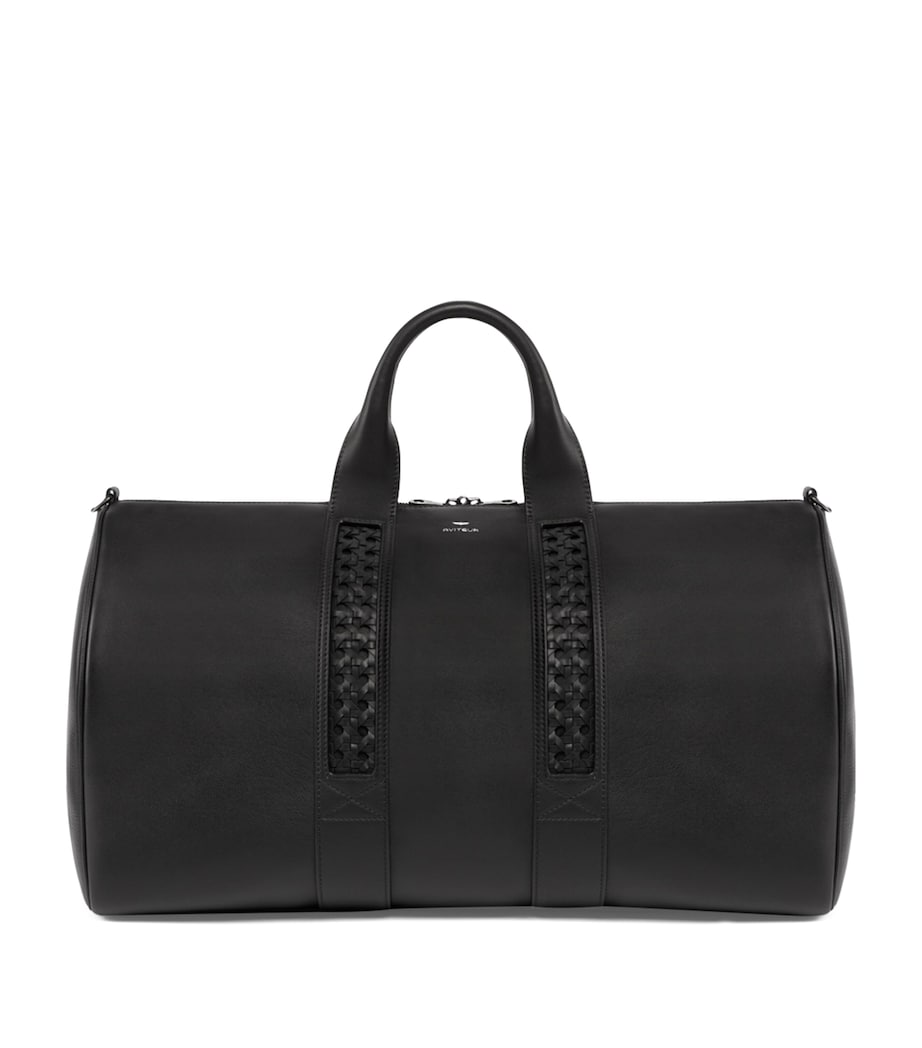 Leather Woven-Detail Holdall BLACK Image 1