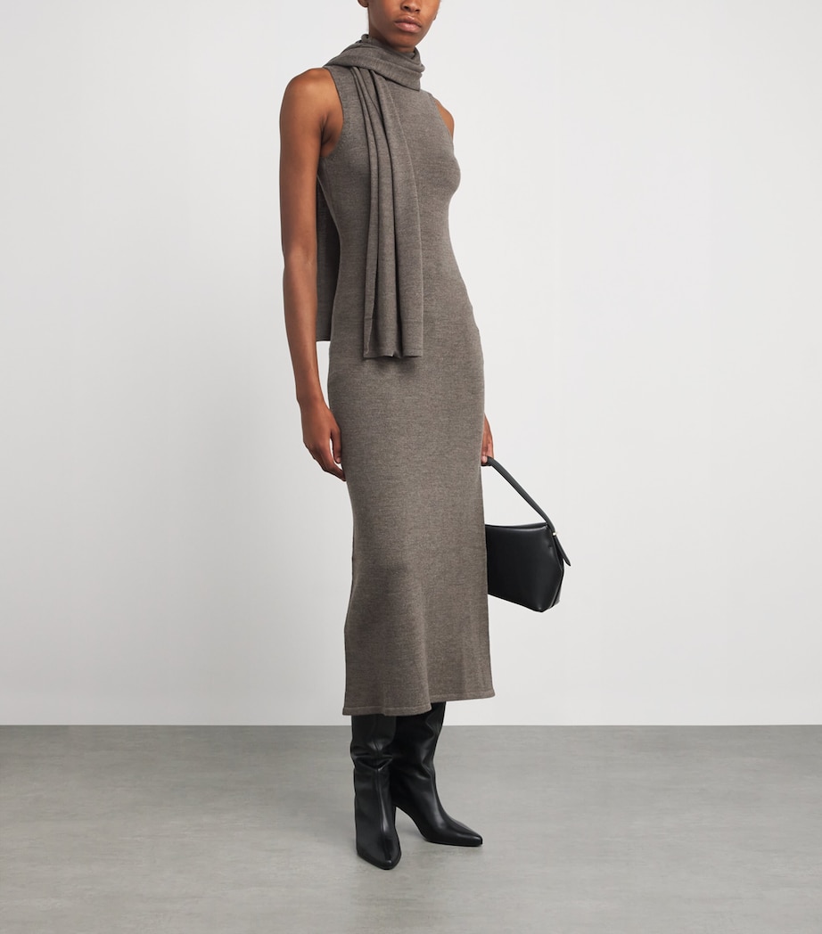Wool Scarf-Neck Canal Midi Dress TRUF TRUFFLE Image 2