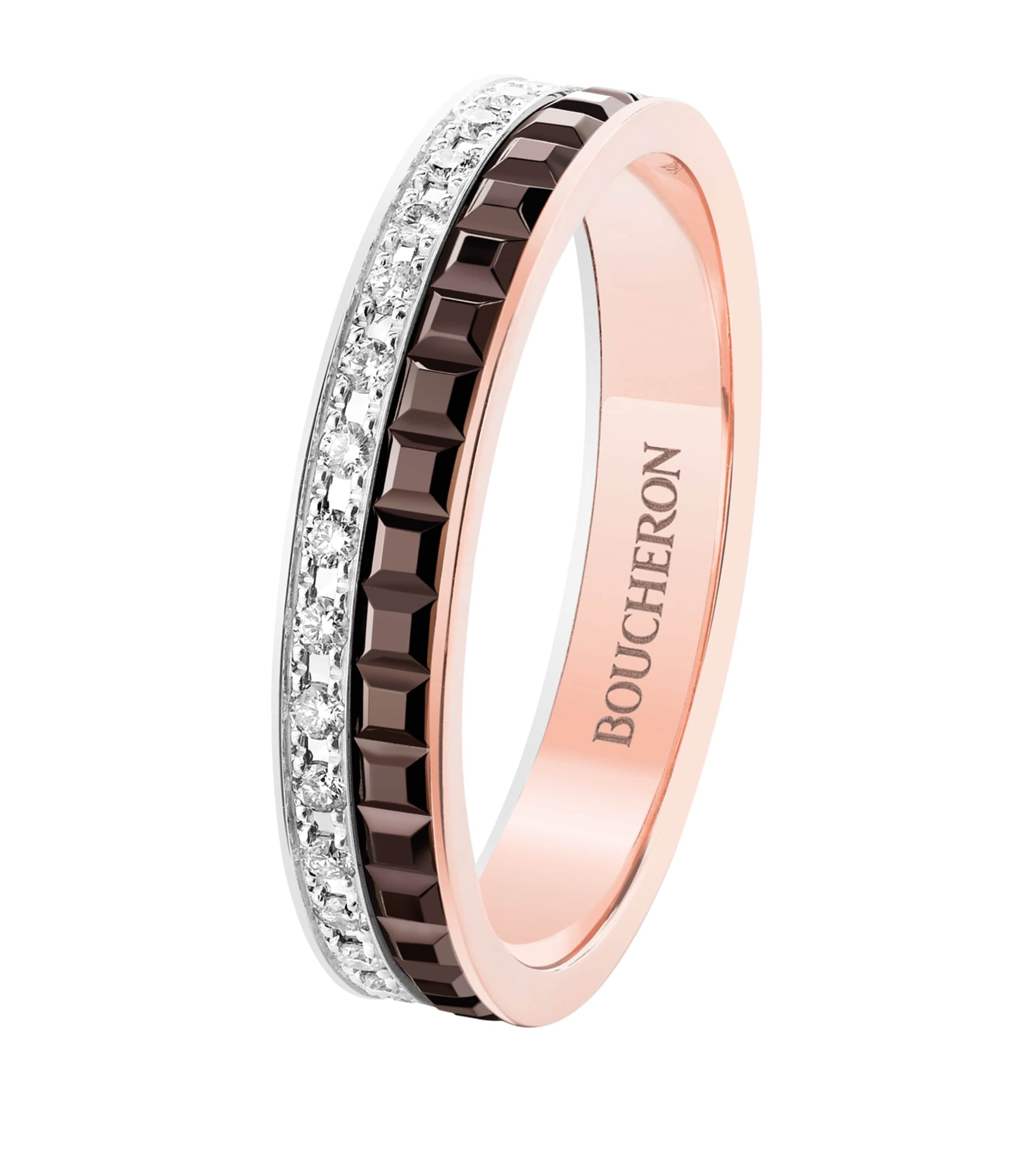 Boucheron Women's Quatre Classique Tri-tone 18k Gold, Pvd & 0.25 Tcw Diamond Wedding Band