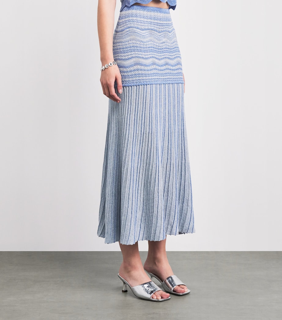 Sandro Paris Womens Metallised Maxi Skirt Sky Blue Image 4
