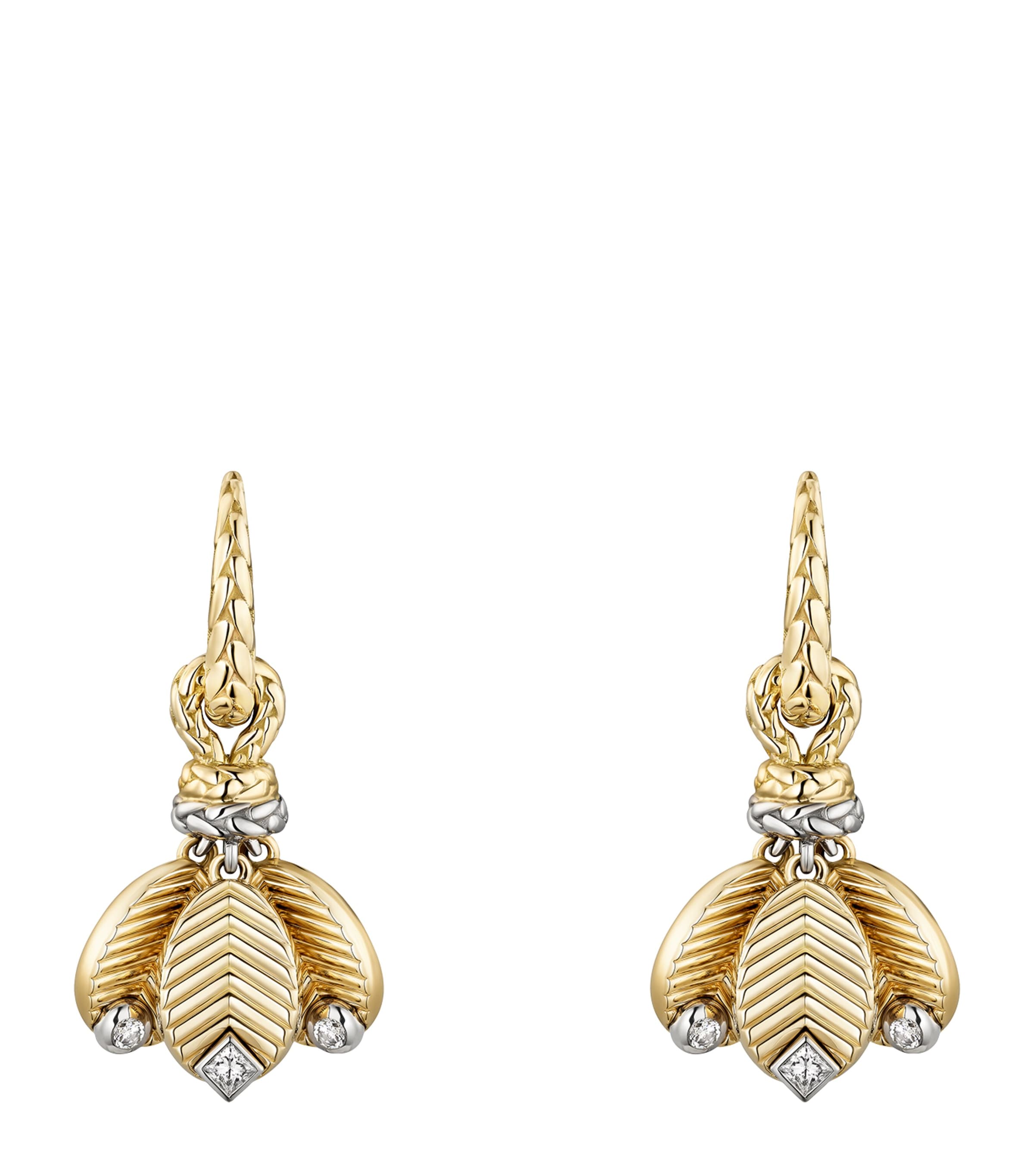 Yellow Gold, White Gold and Diamond Grain de Café Drop Earrings MIXED GOLD Image 1